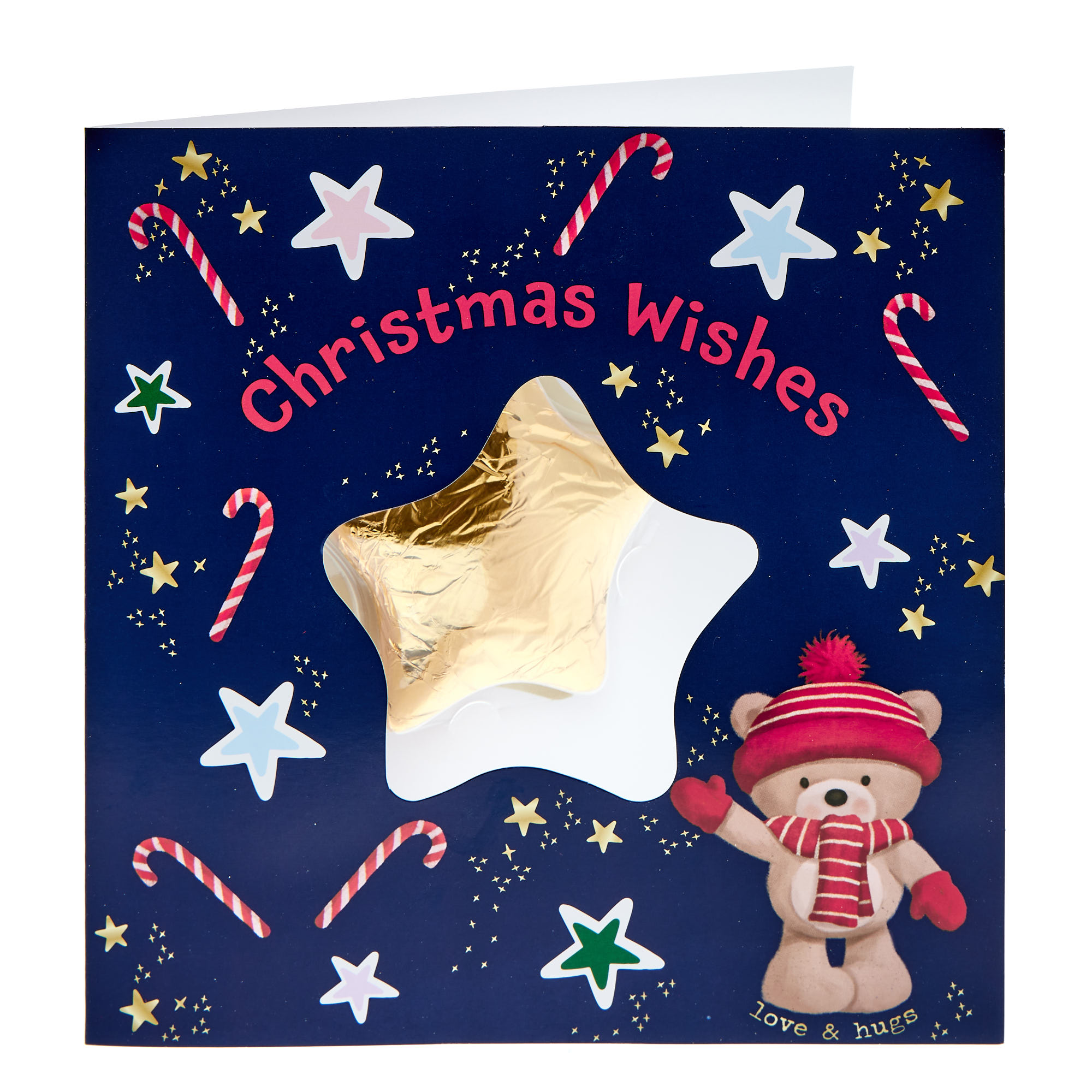 Love & Hugs Christmas Card With Chocolate Star