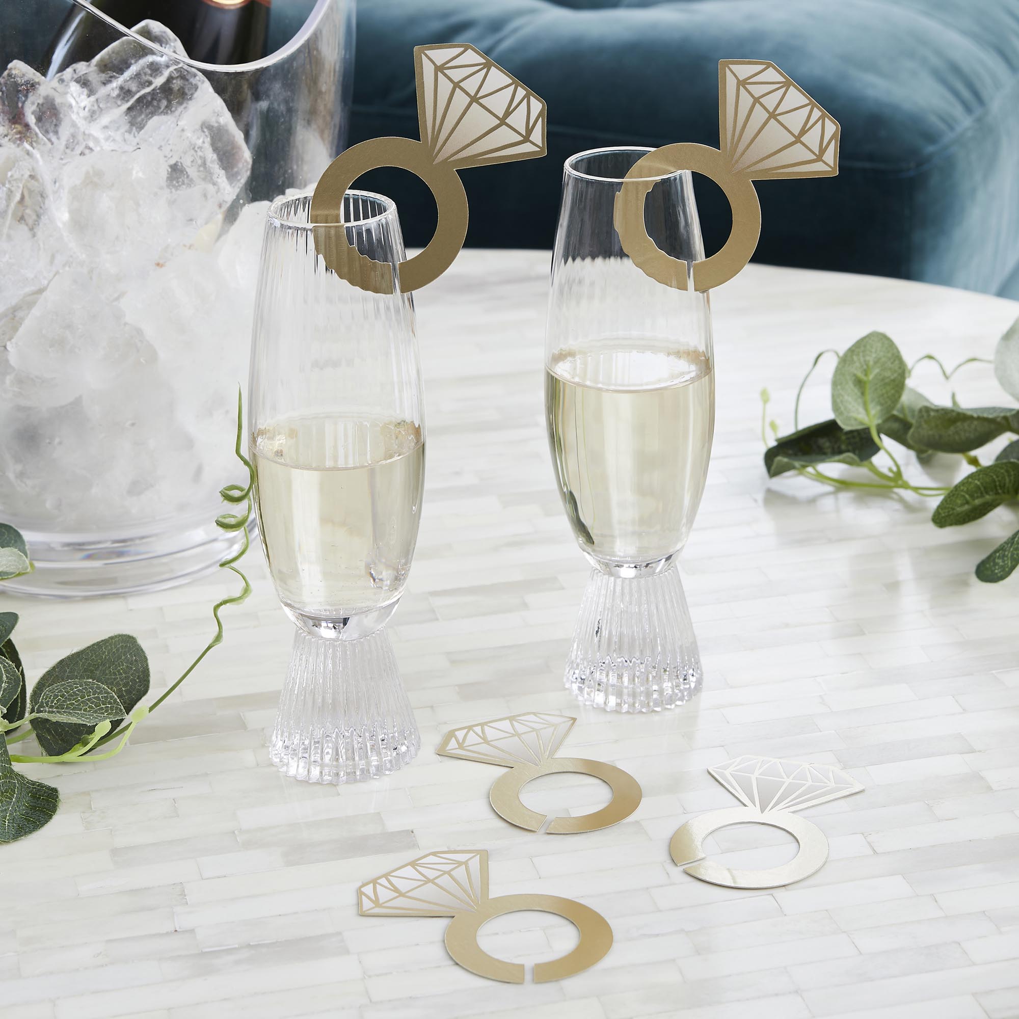 Diamond Ring Glass Decorations - Pack of 12