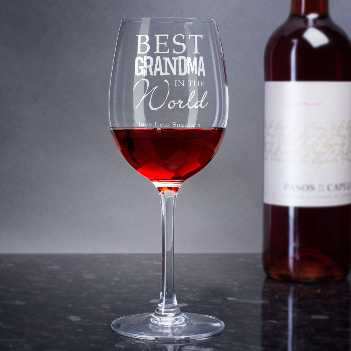 Personalised Best Grandma In The World Wine Glass