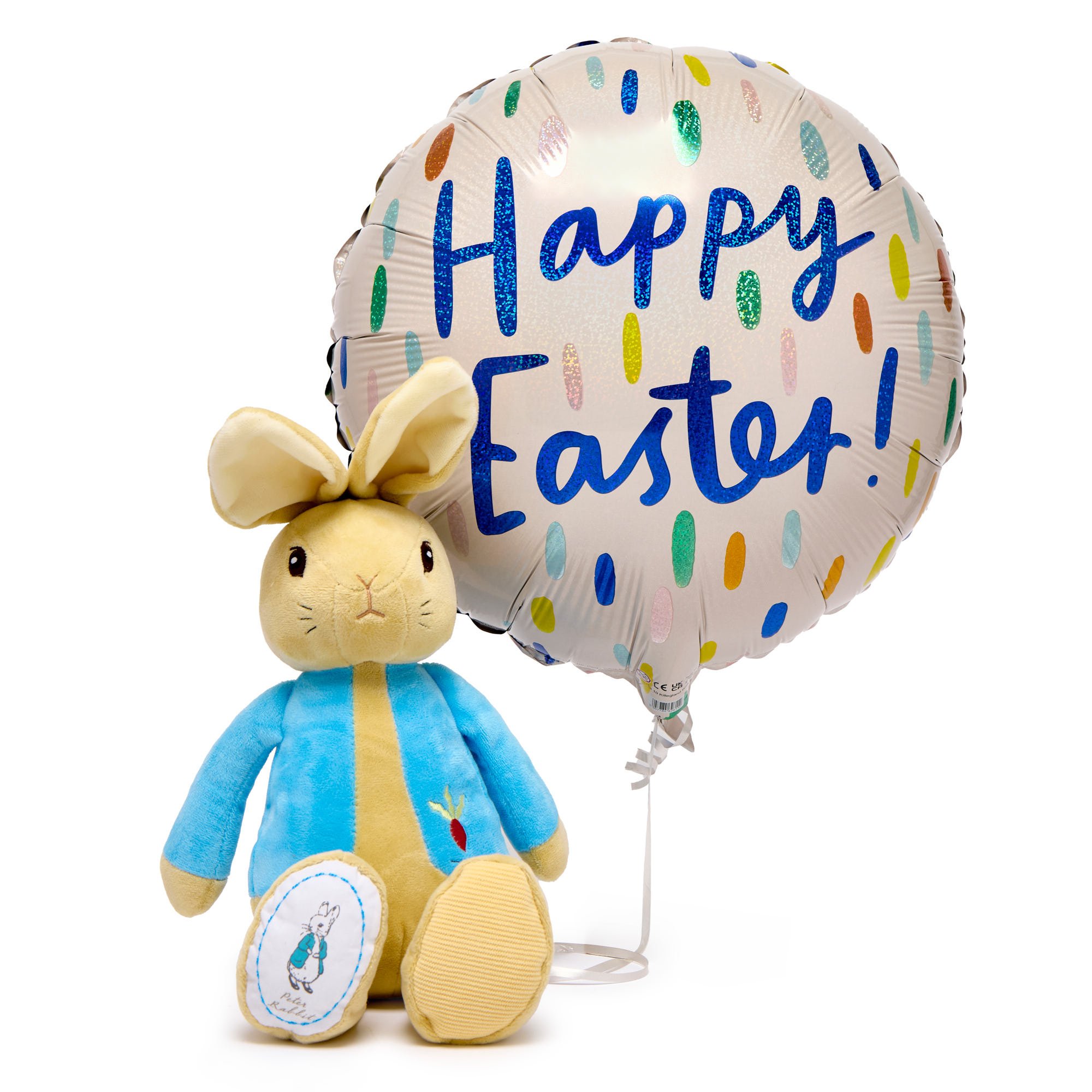 Happy Easter Balloon & Peter Rabbit Plush Bundle - Delivered Inflated!