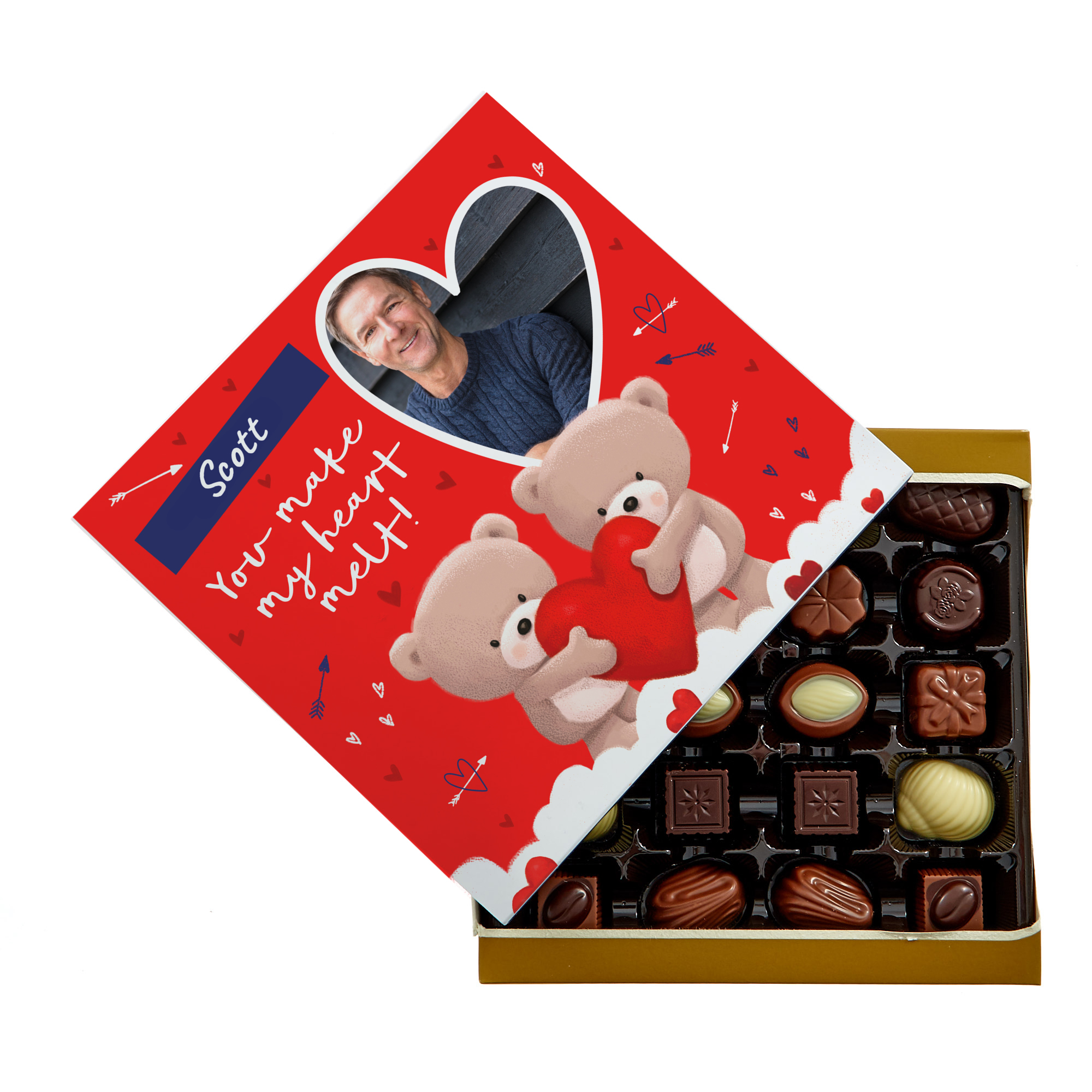Photo Upload Hugs Belgian Chocolates - Make My Heart Melt