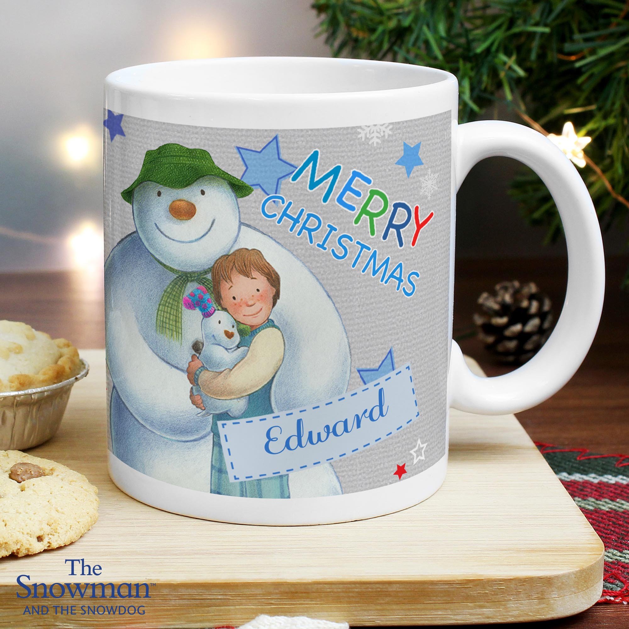 Personalised The Snowman & the Snowdog Blue Mug