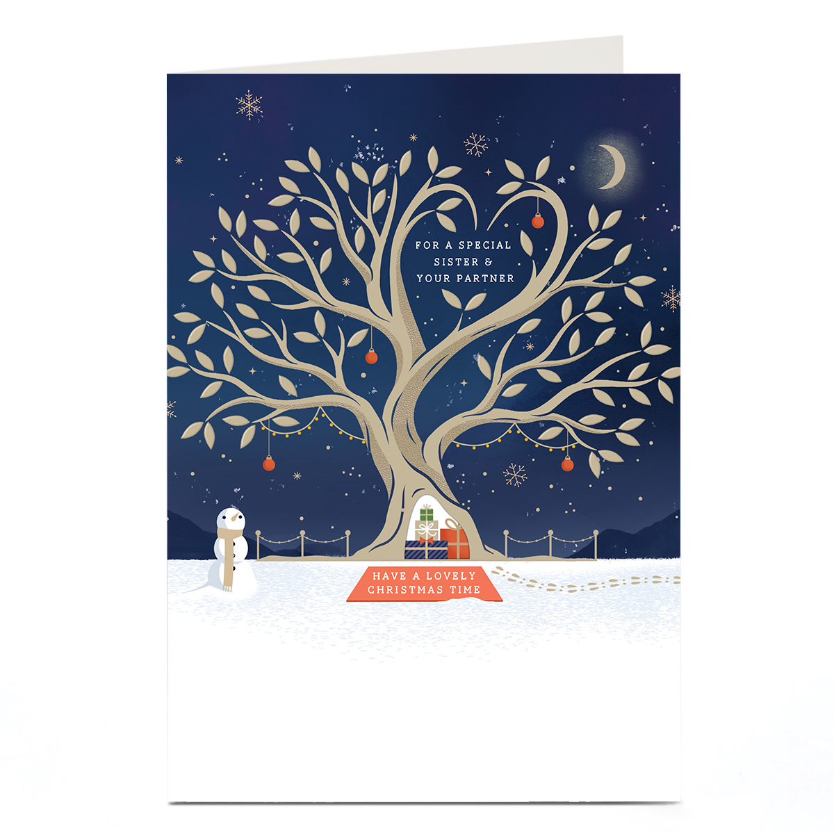 Christmas Card - Heart Hollowed Out Tree, Sister & Partner