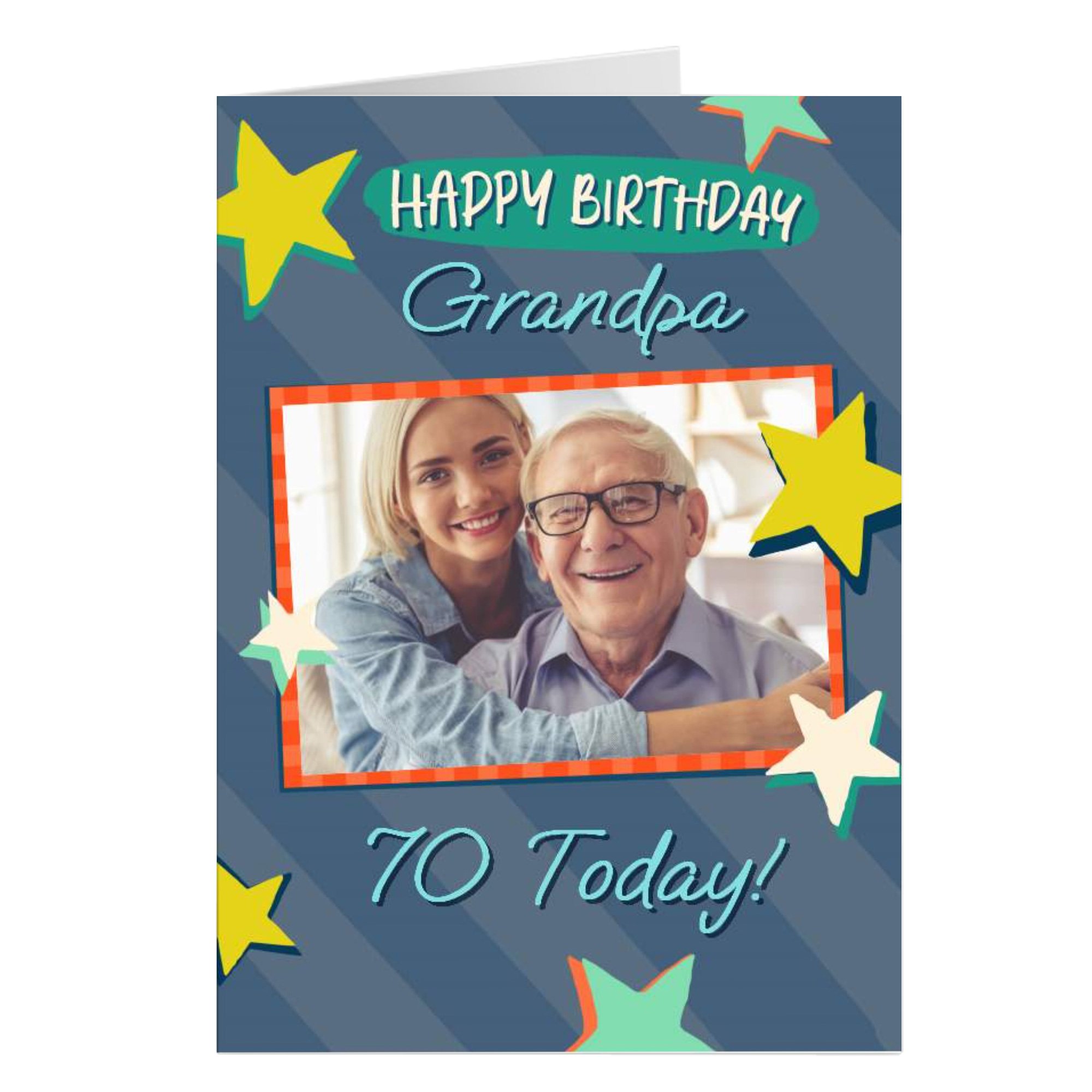 Photo 70th Birthday Card - Grandpa, 70 Today Stars