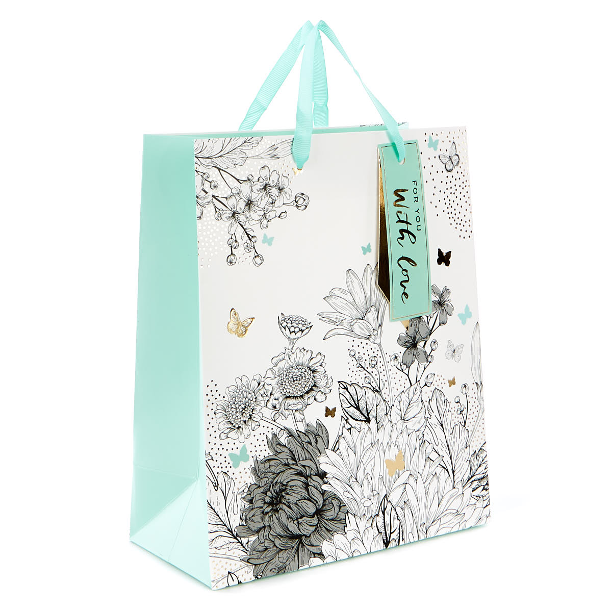 Medium Portrait Flowers & Butterflies Gift Bag