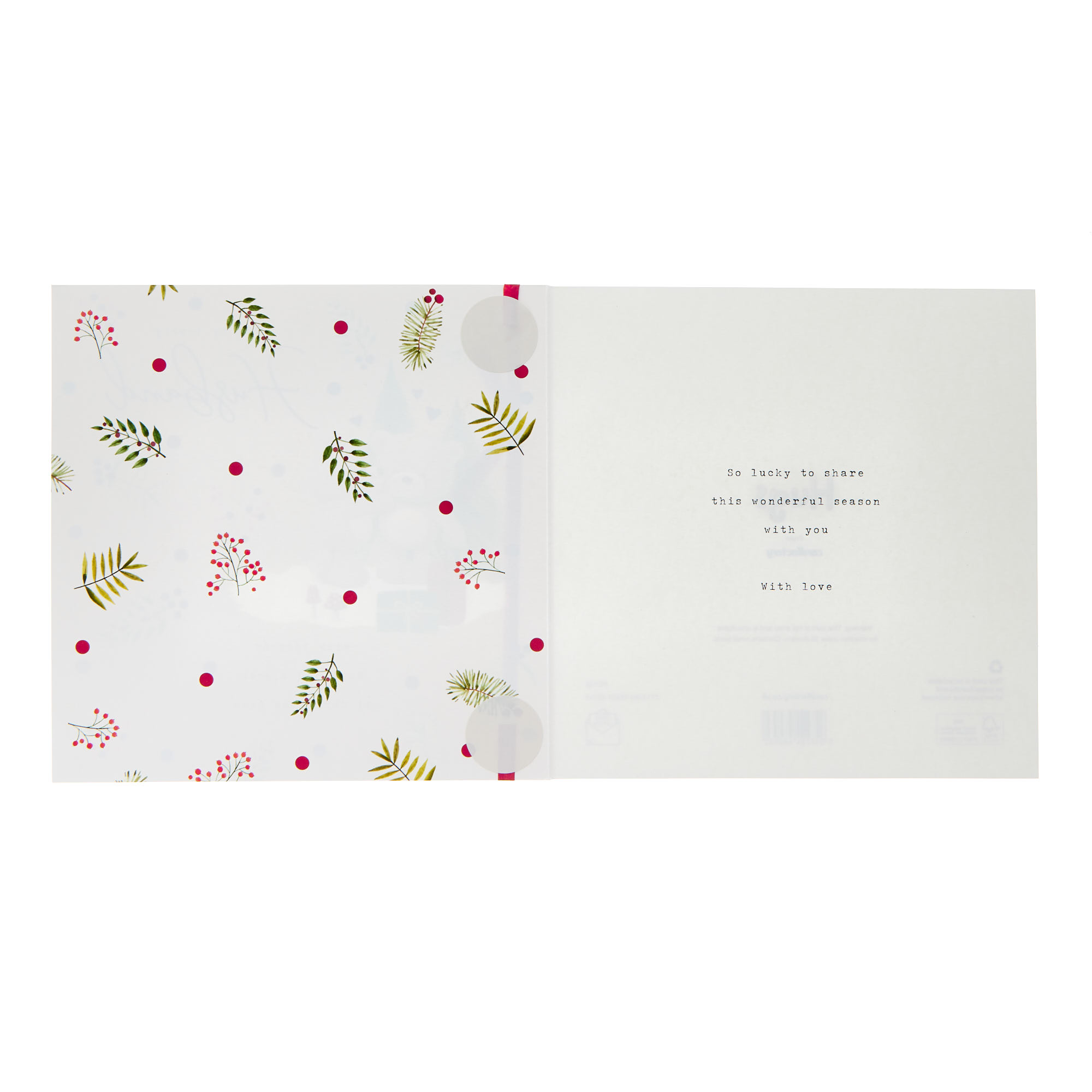 Husband Cute Hugs Bears Holly Christmas Card