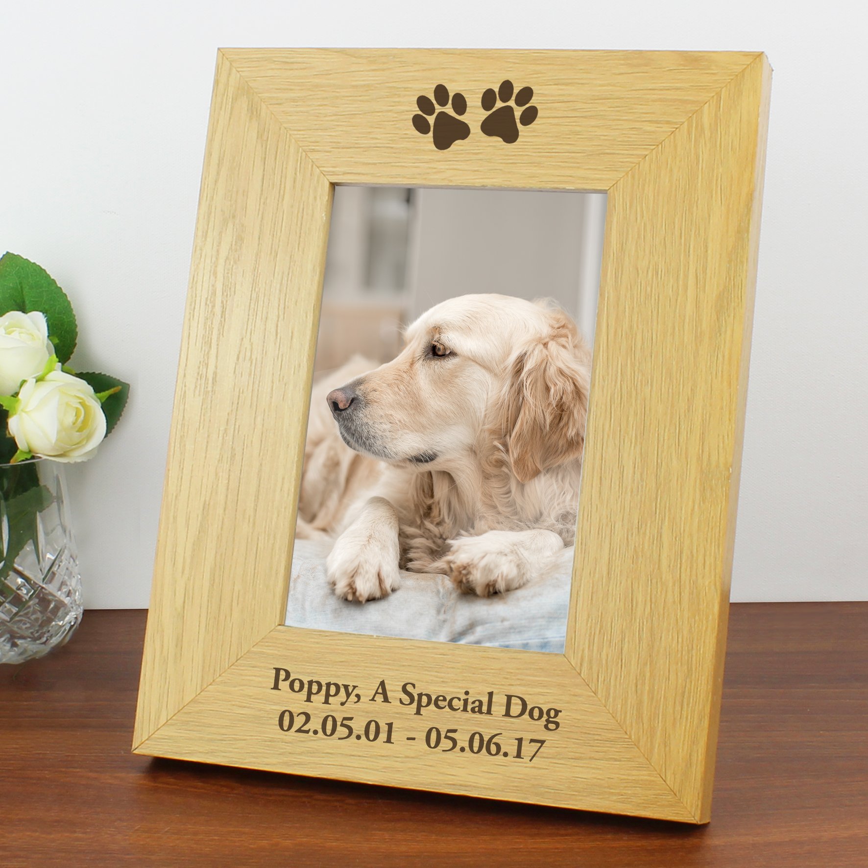 Personalised Paw Prints Wooden Photo Frame