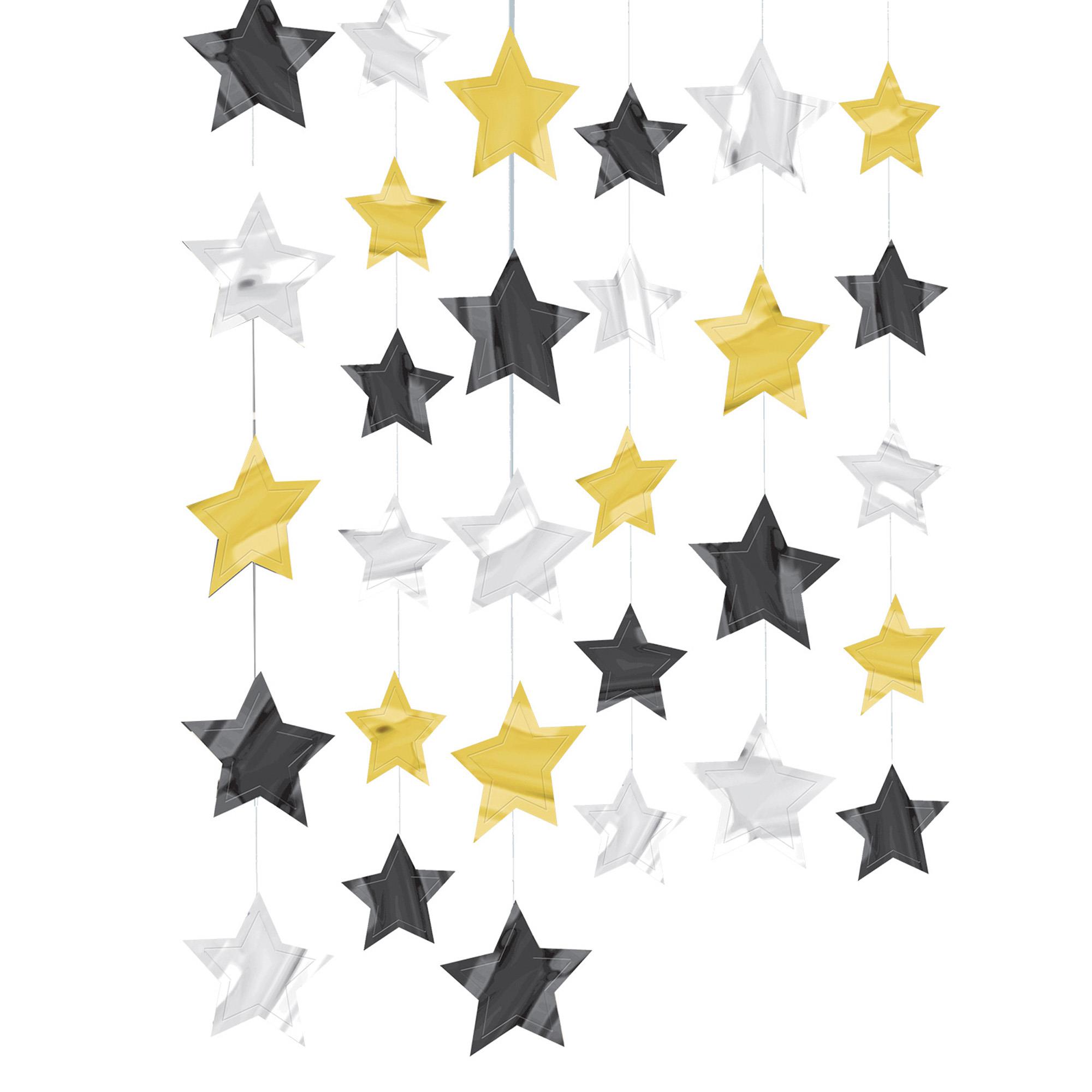 Buy Black & Gold Hanging Stars Pack of 6 for GBP 3.49 Card Factory UK