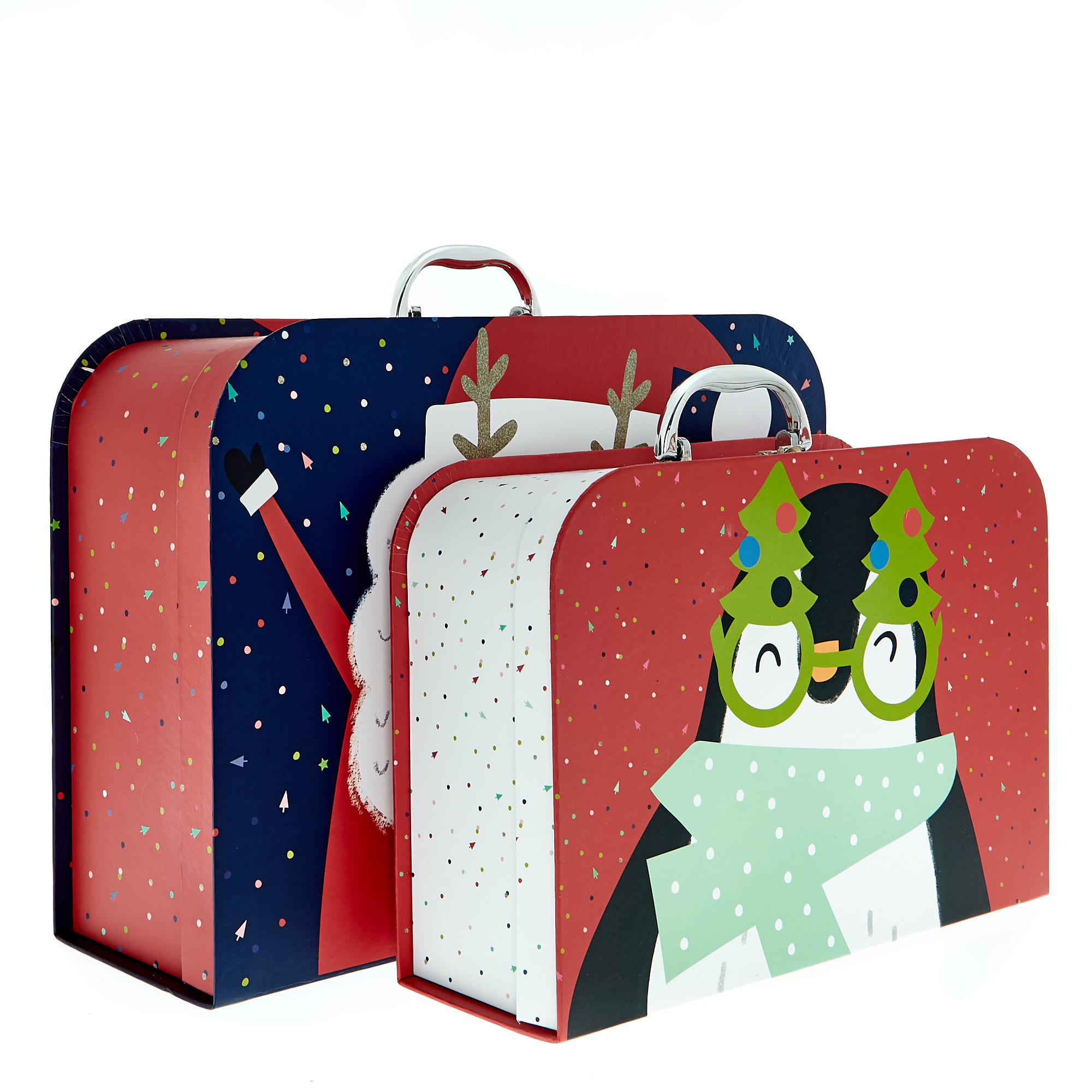 Santa & Penguin Luggage Gift Boxes - Set Of 2 