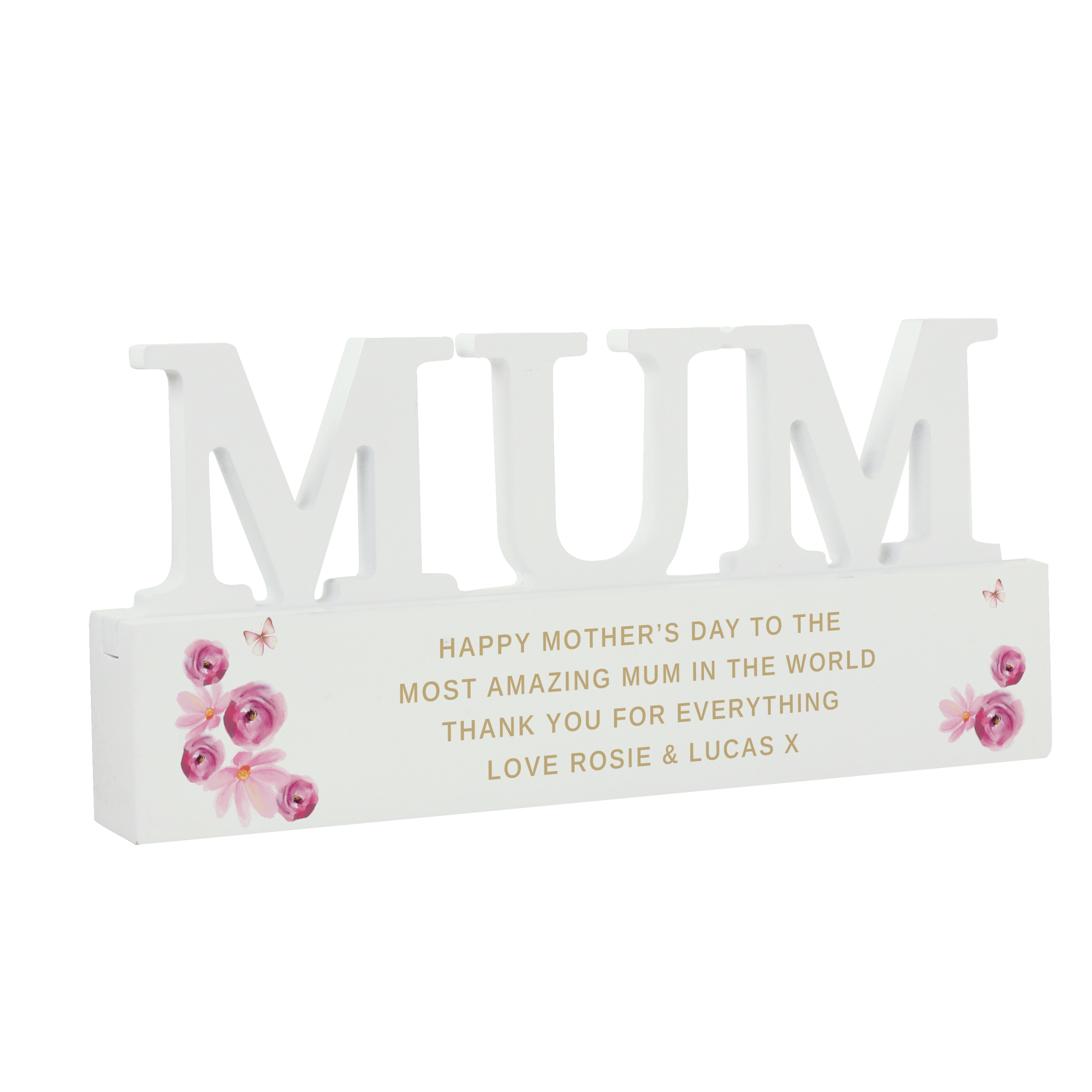 Personalised Floral Mum Wooden Ornament