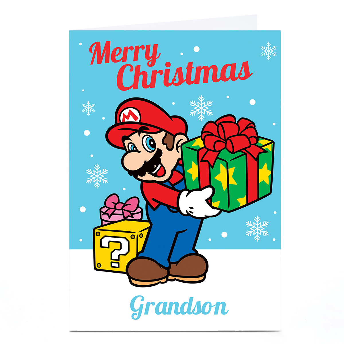 Personalised Super Marion Christmas Card - Grandson
