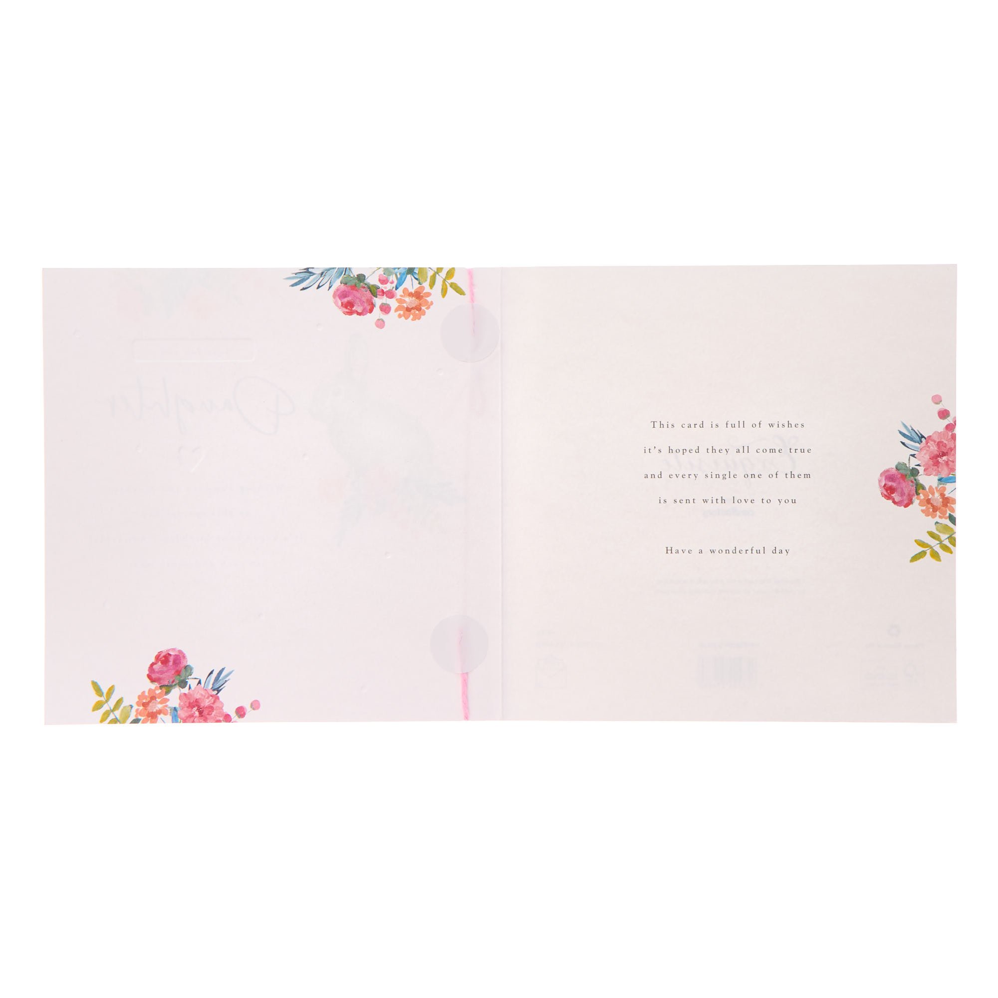 Daughter Rabbit & Flowers Birthday Card