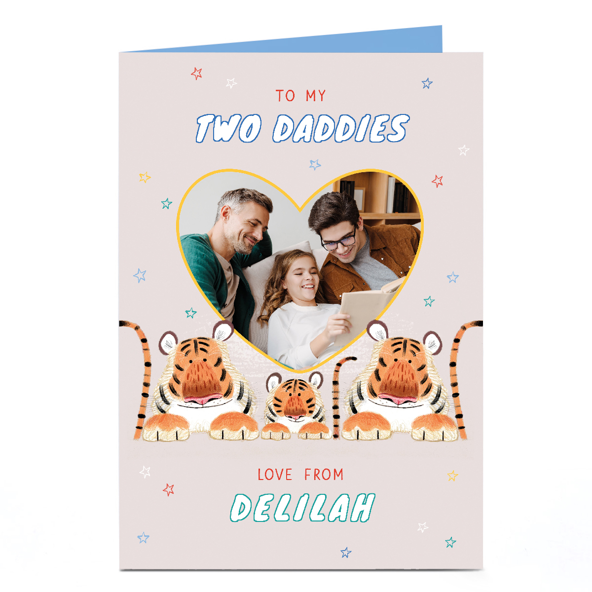 Personalised Father's Day Card - Tigers and Heart 1 Photo upload