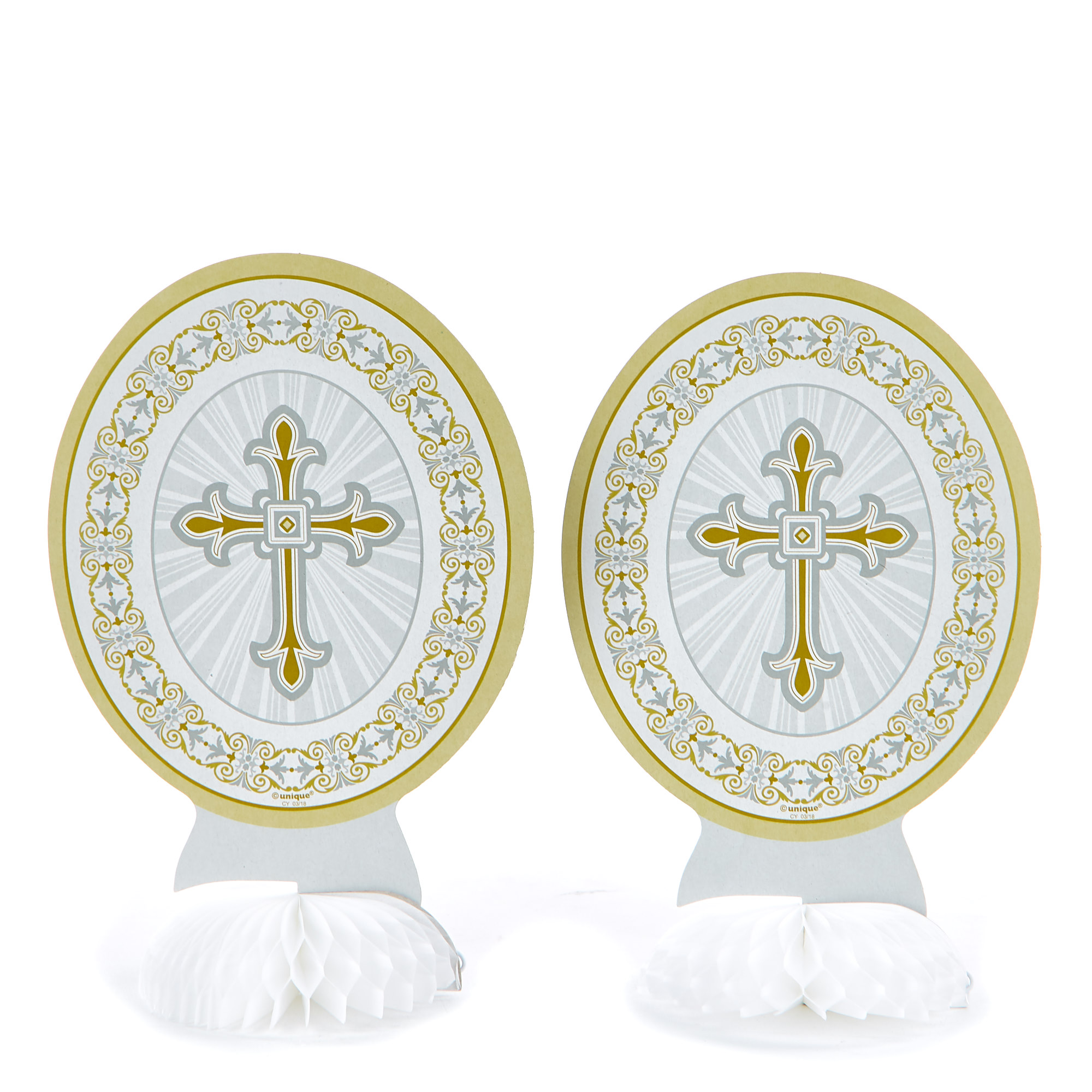 Gold & Silver Cross Party Tableware & Decorations Bundle - 16 Guests