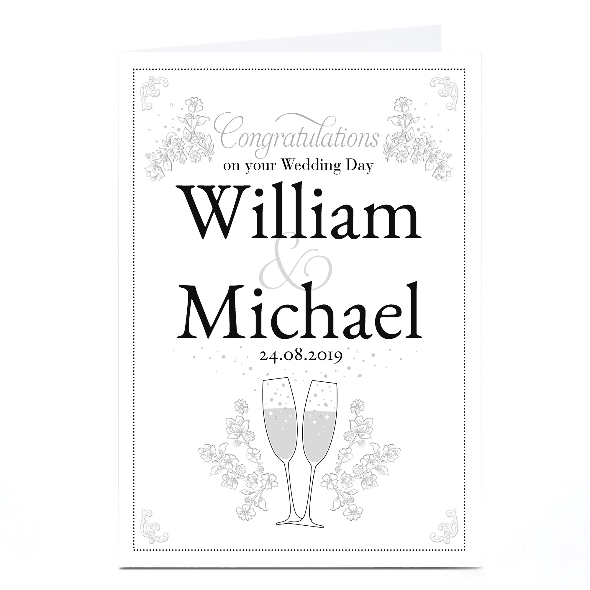 Personalised Wedding Card - Monochrome Congratulations