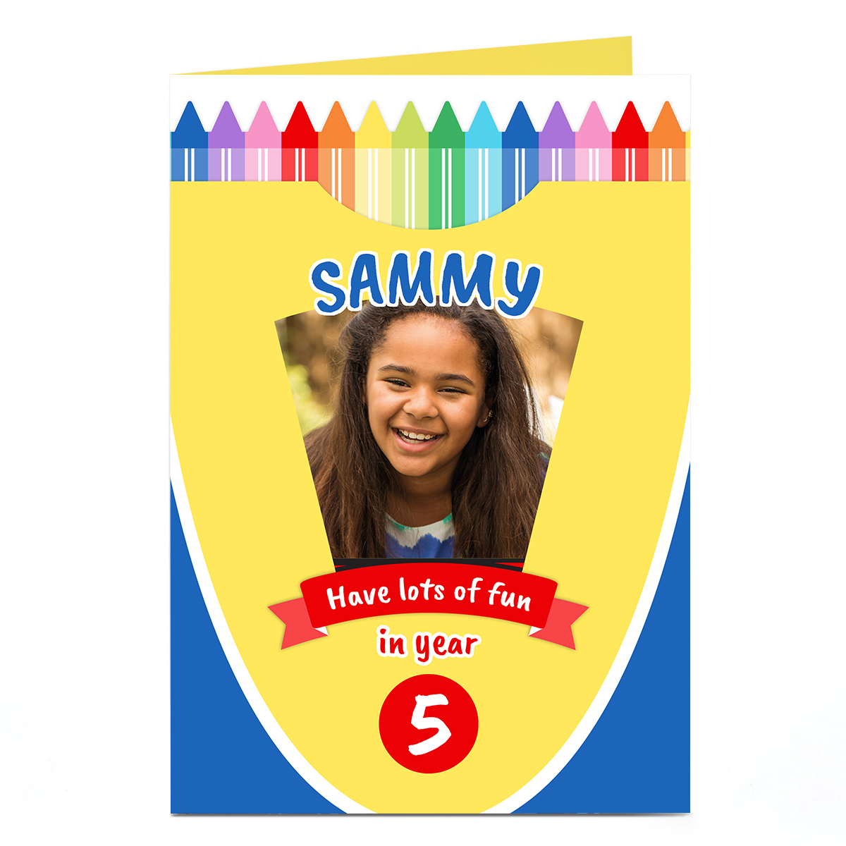 Personalised Photo Card - Crayons, New School Year