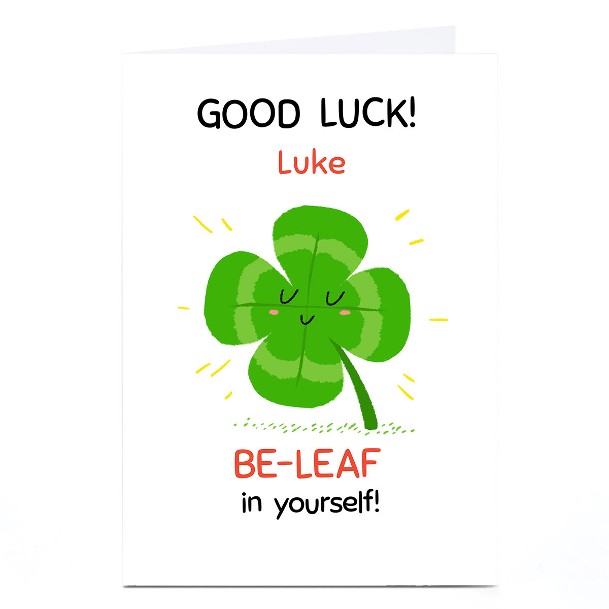 Personalised Hew Ma Good Luck Card - Clover
