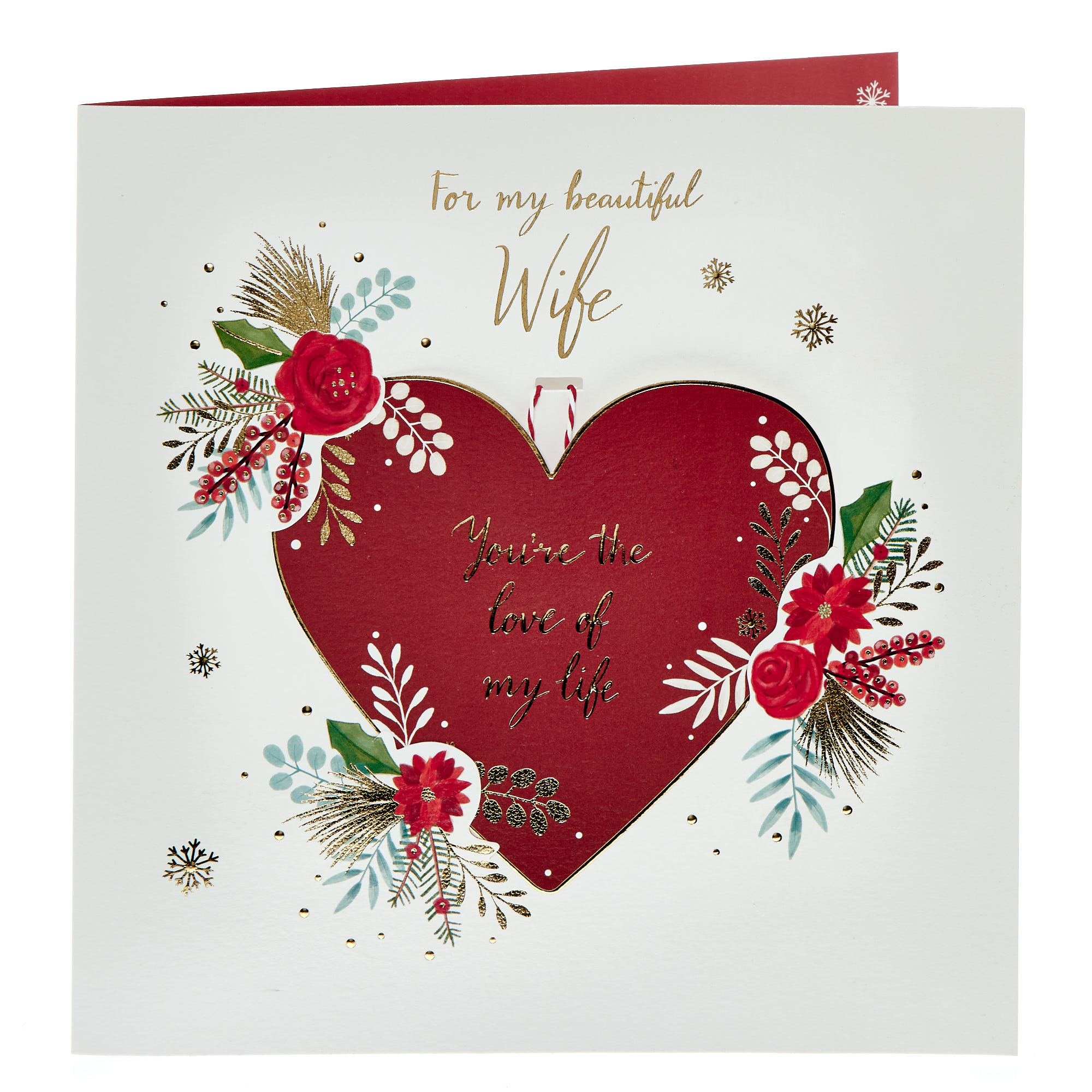 Beautiful Wife Poinsettias Premium Boxed Christmas Card