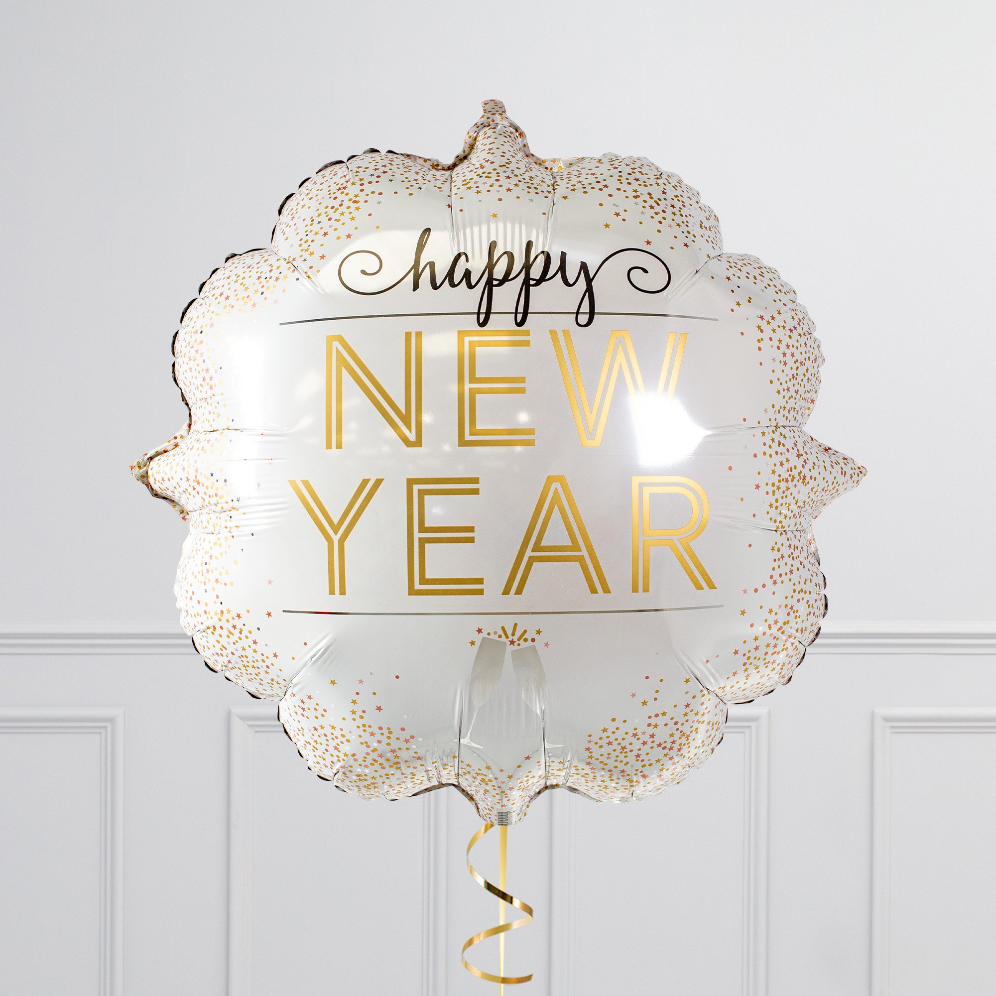 Golden Happy New Year Supershape & Foil Balloon Package - Delivered Inflated!