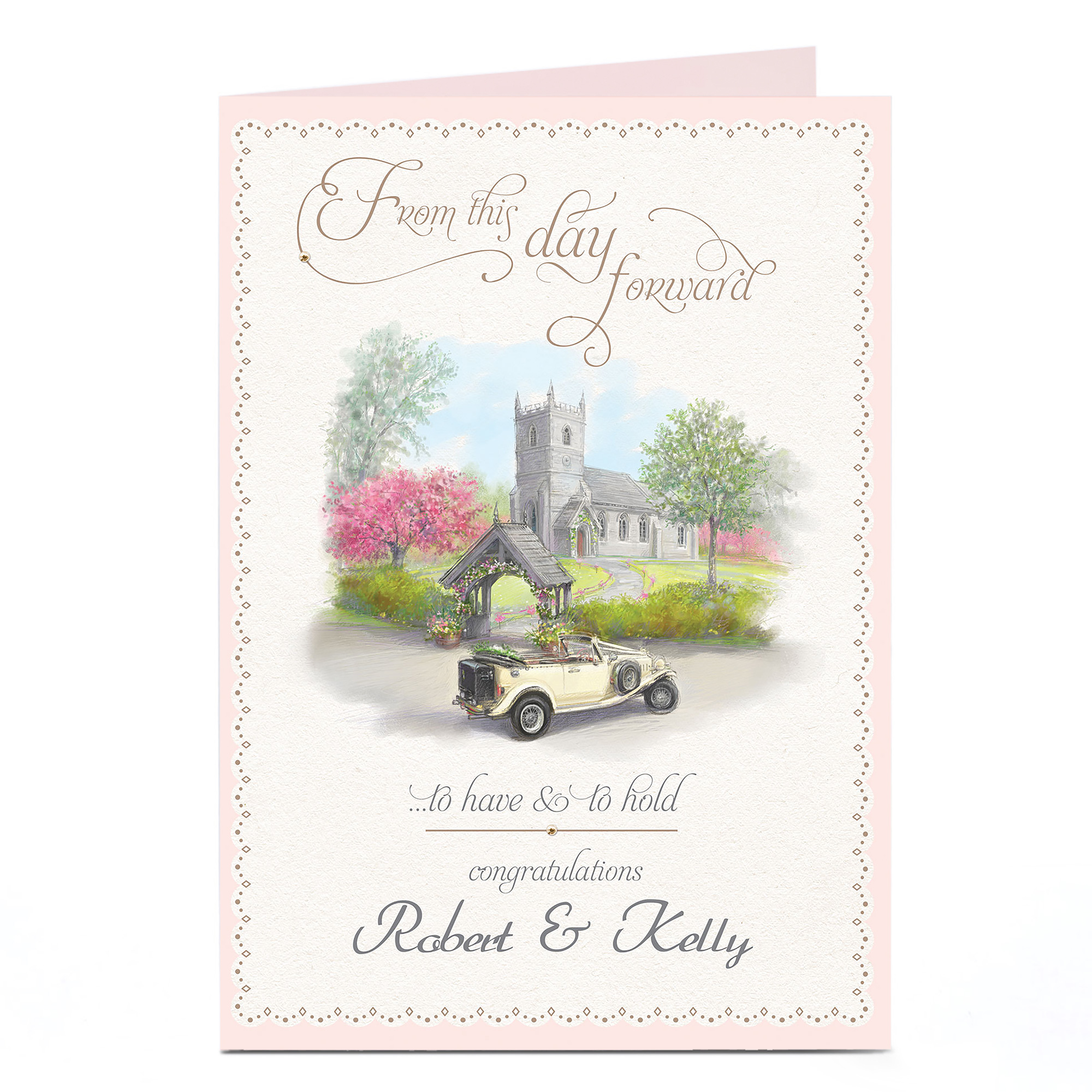 Personalised Wedding Card - Church & Car