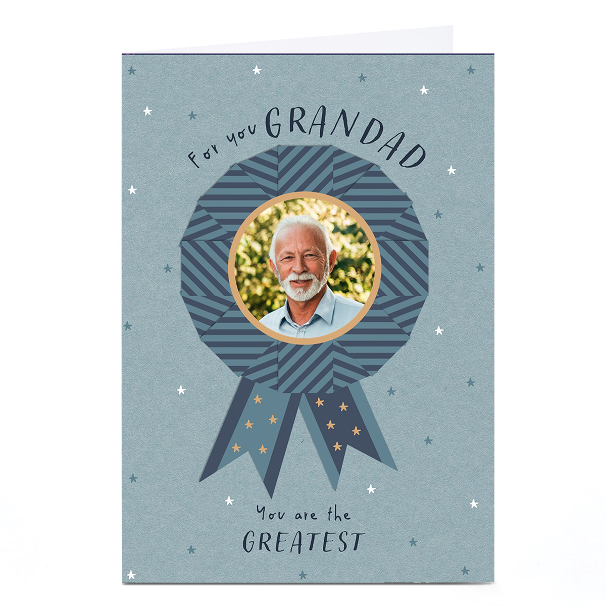 Photo Father's Day Card - You Are The Greatest Blue Rosette, Grandad