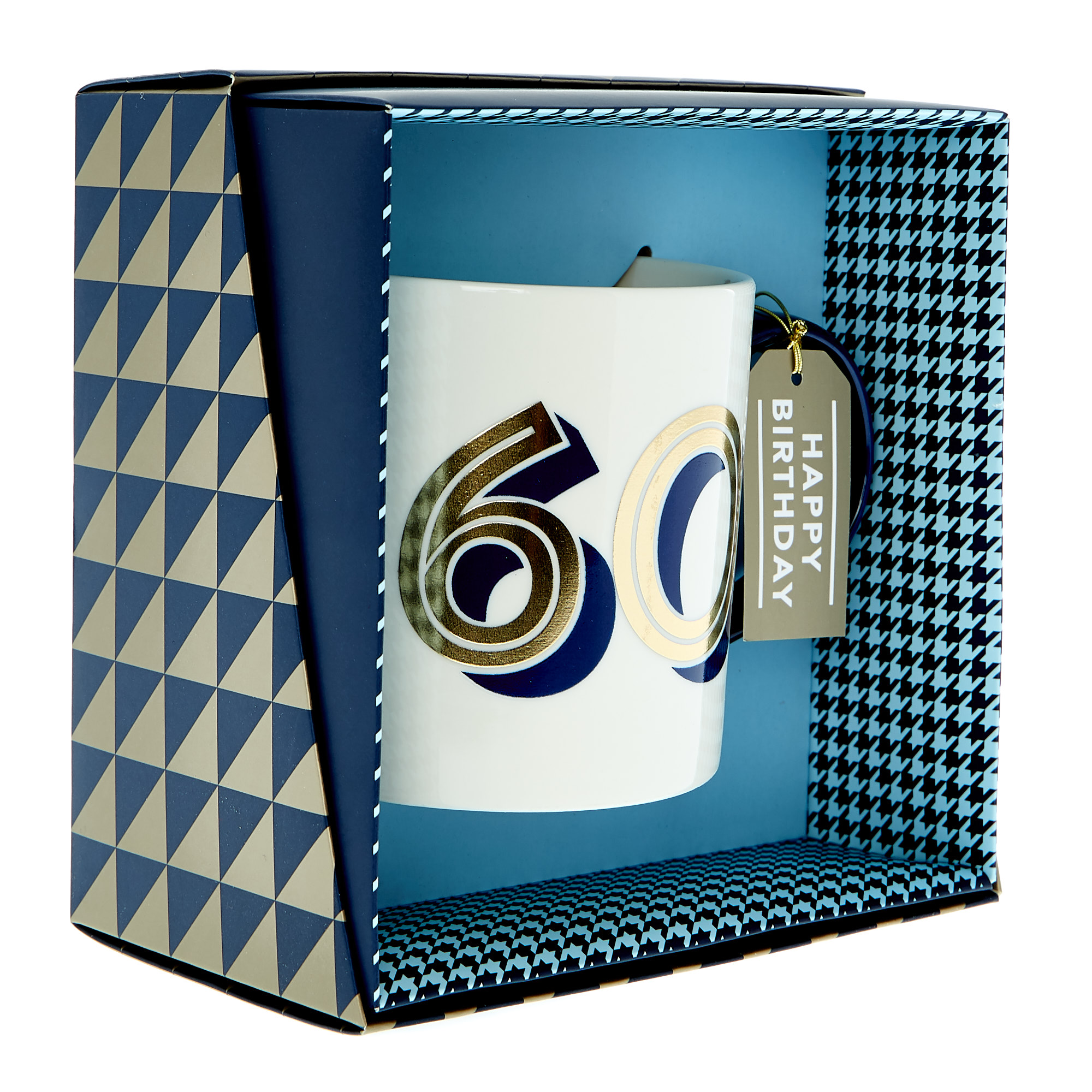 60th Birthday Mug In A Box - Blue & Gold 