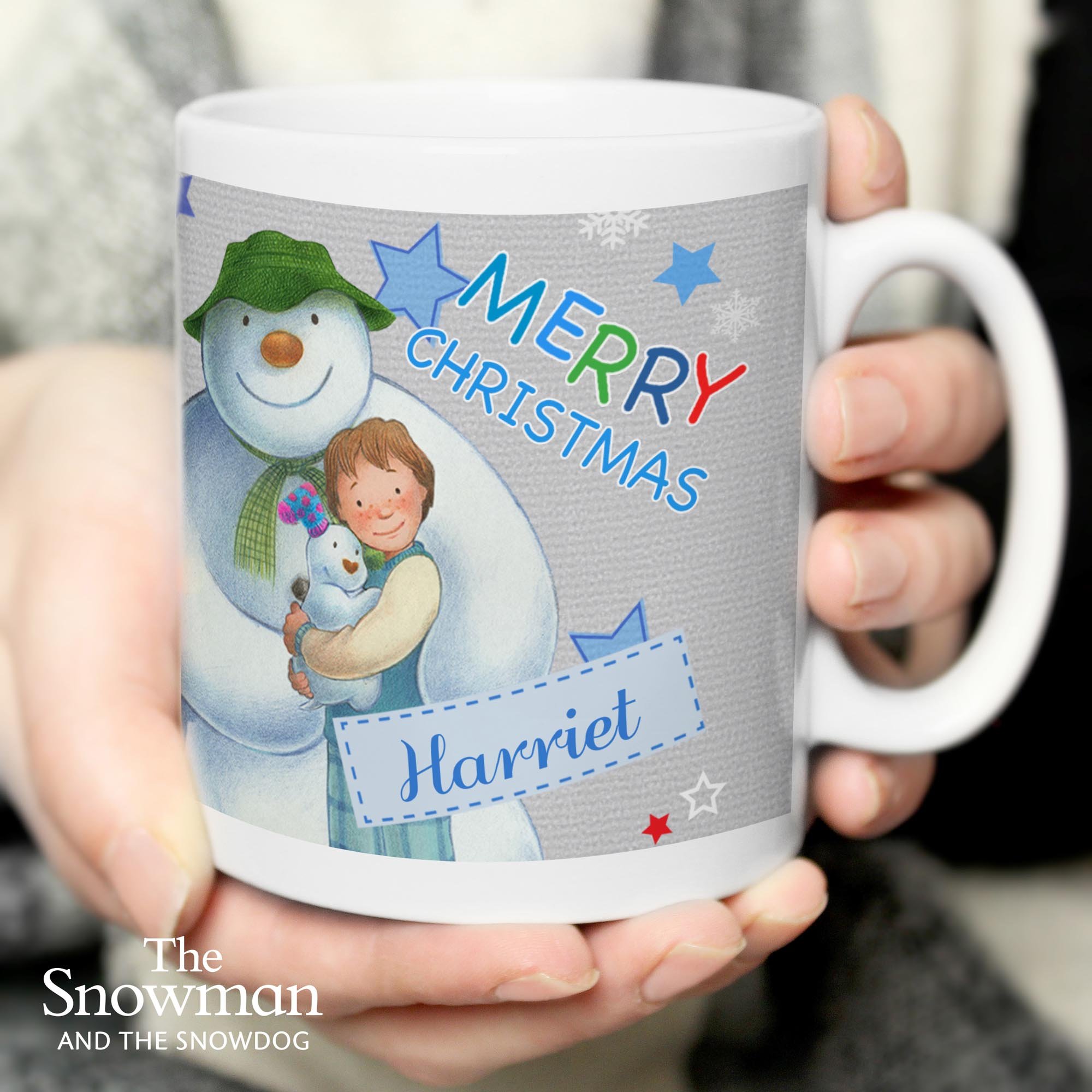 Personalised The Snowman & the Snowdog Blue Mug