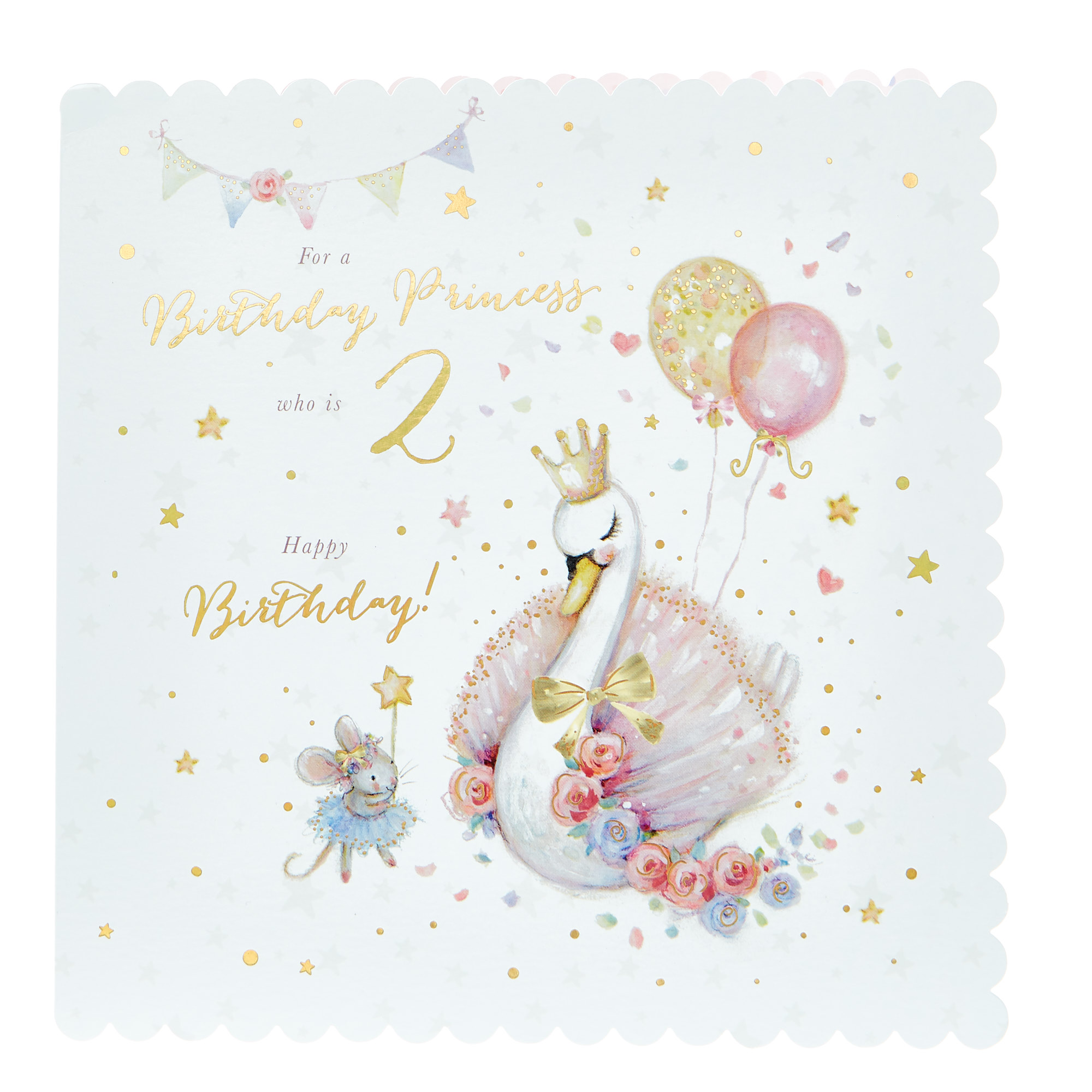 2nd Birthday Card - Princess Swan