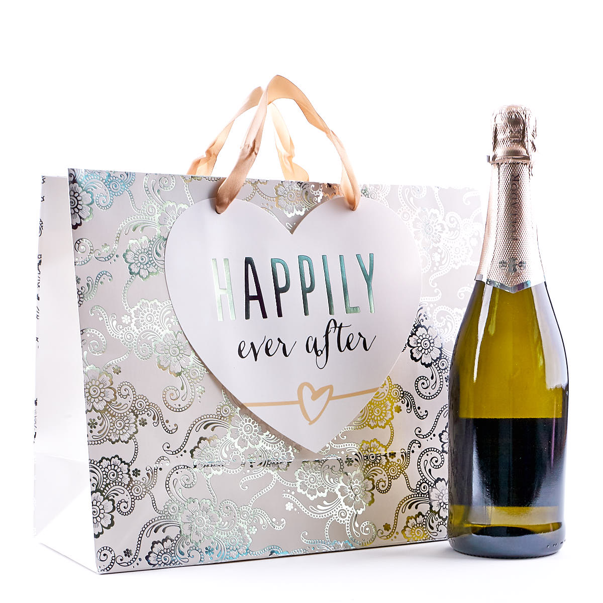 Large Landscape Silver & Ivory Gift Bag - Happily Ever After