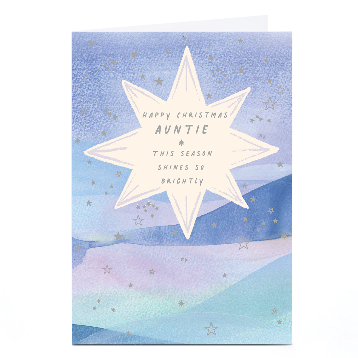 Christmas Card - Purple Ombre Star Shine, Auntie