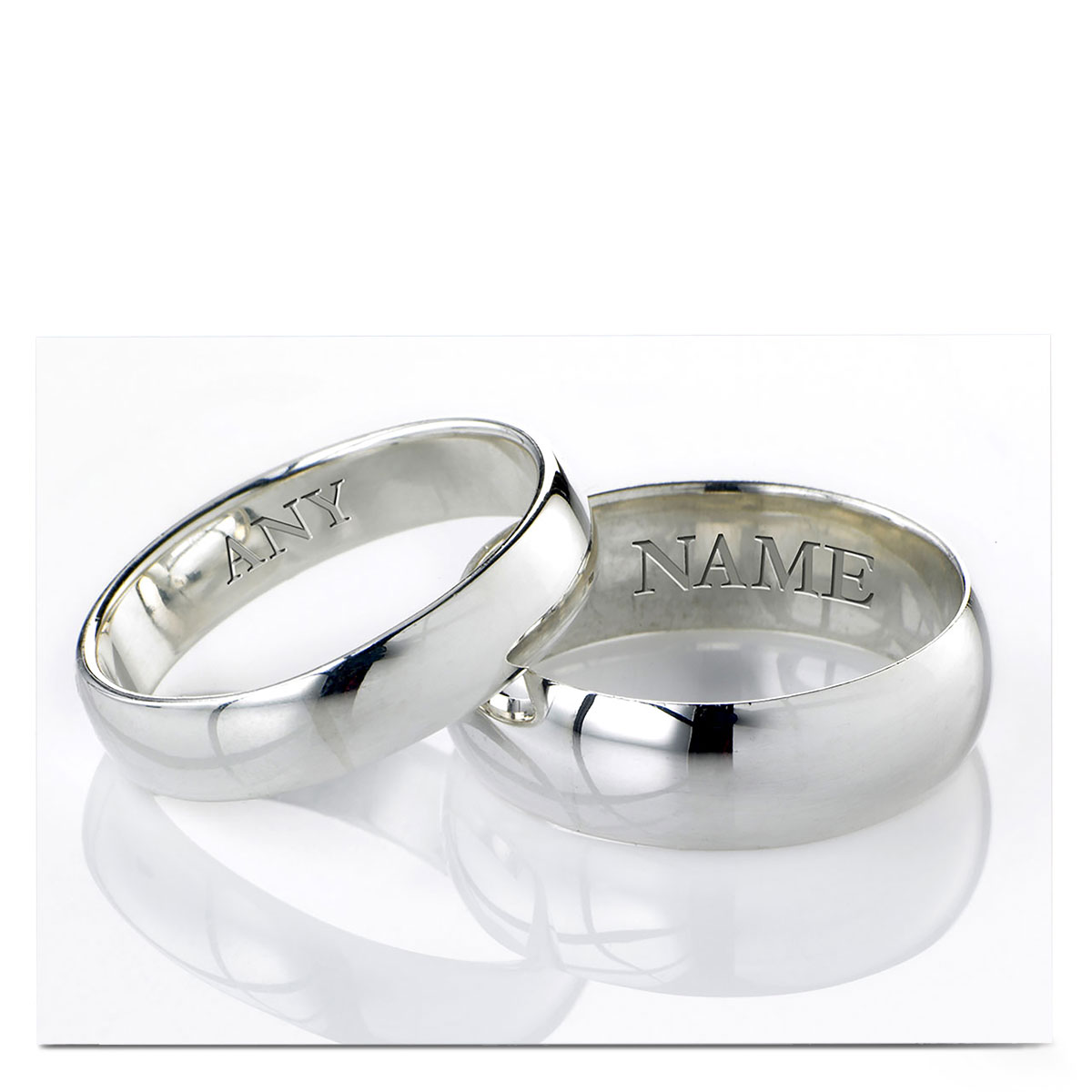 Personalised Wedding Card - Silver Rings