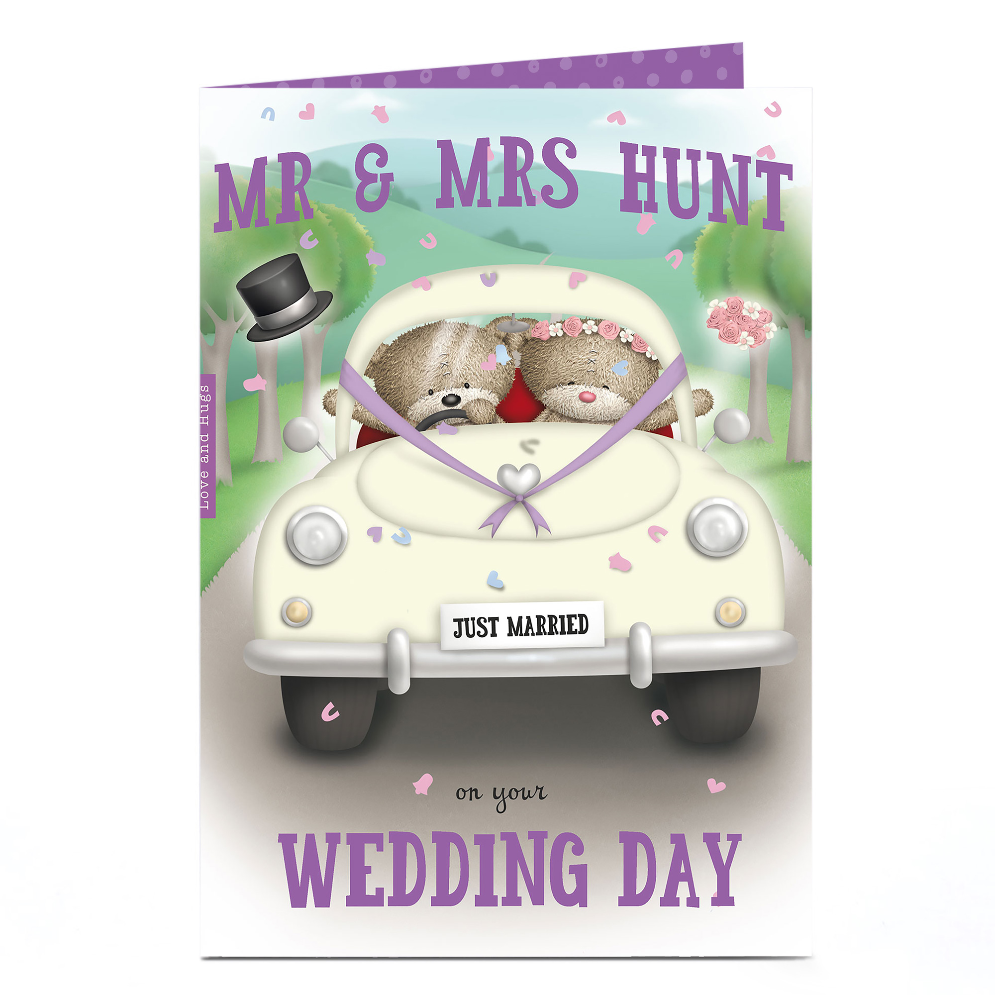 Personalised Hugs Bear Wedding Card - Just Married