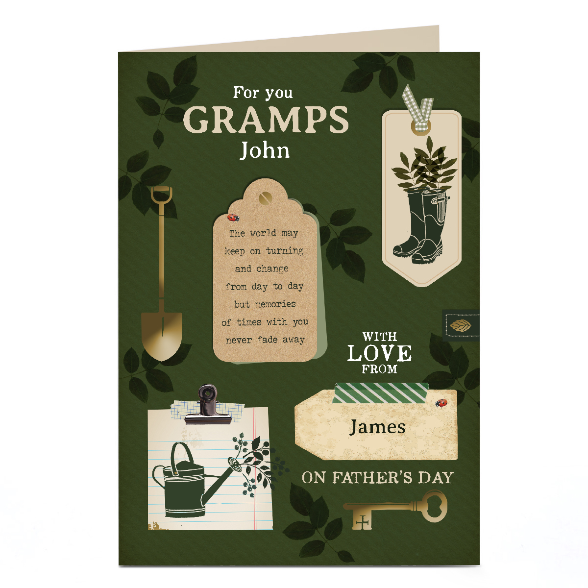 Personalised Father's Day Card - Gardening and Tags - Gramps