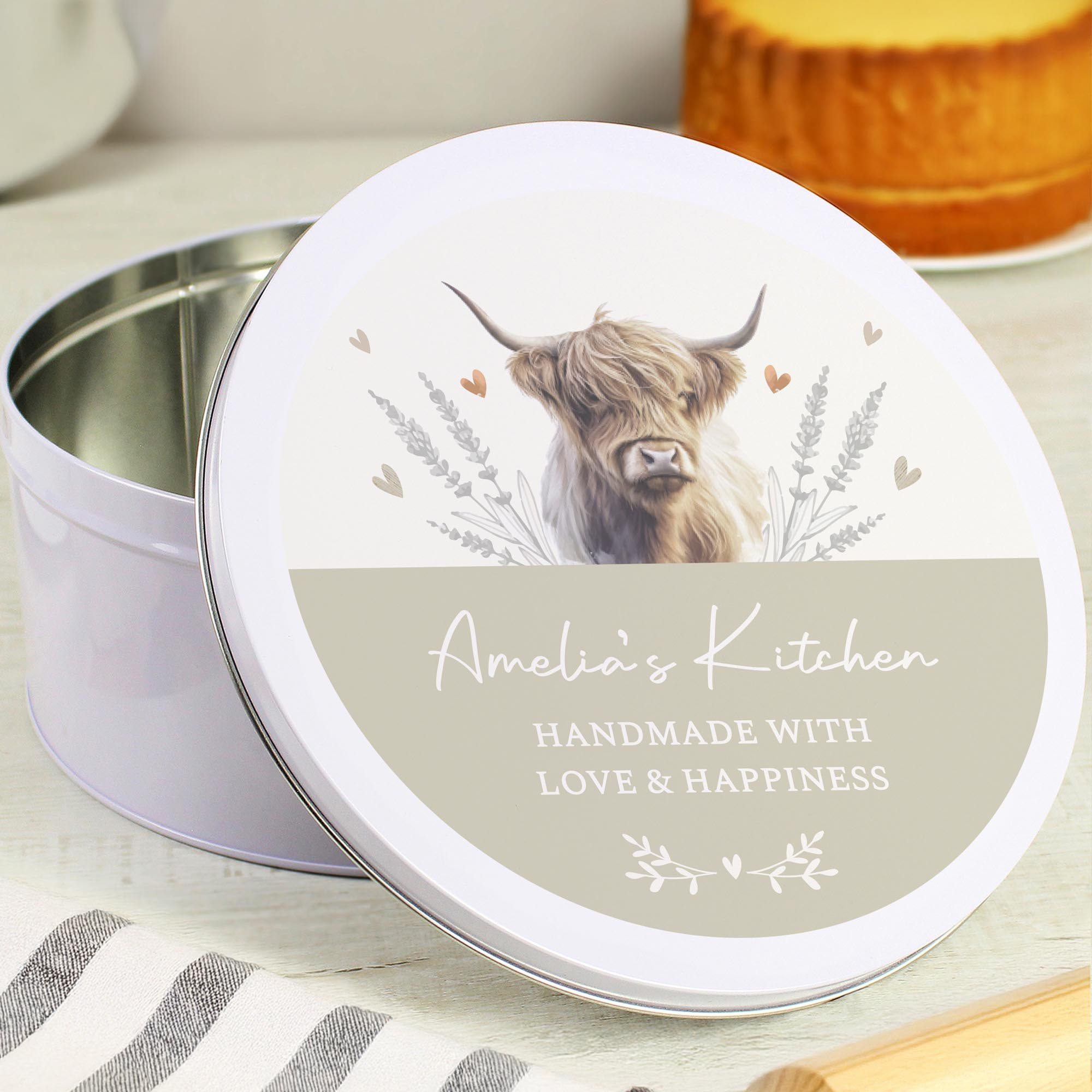 Personalised Highland Cow Cake Tin