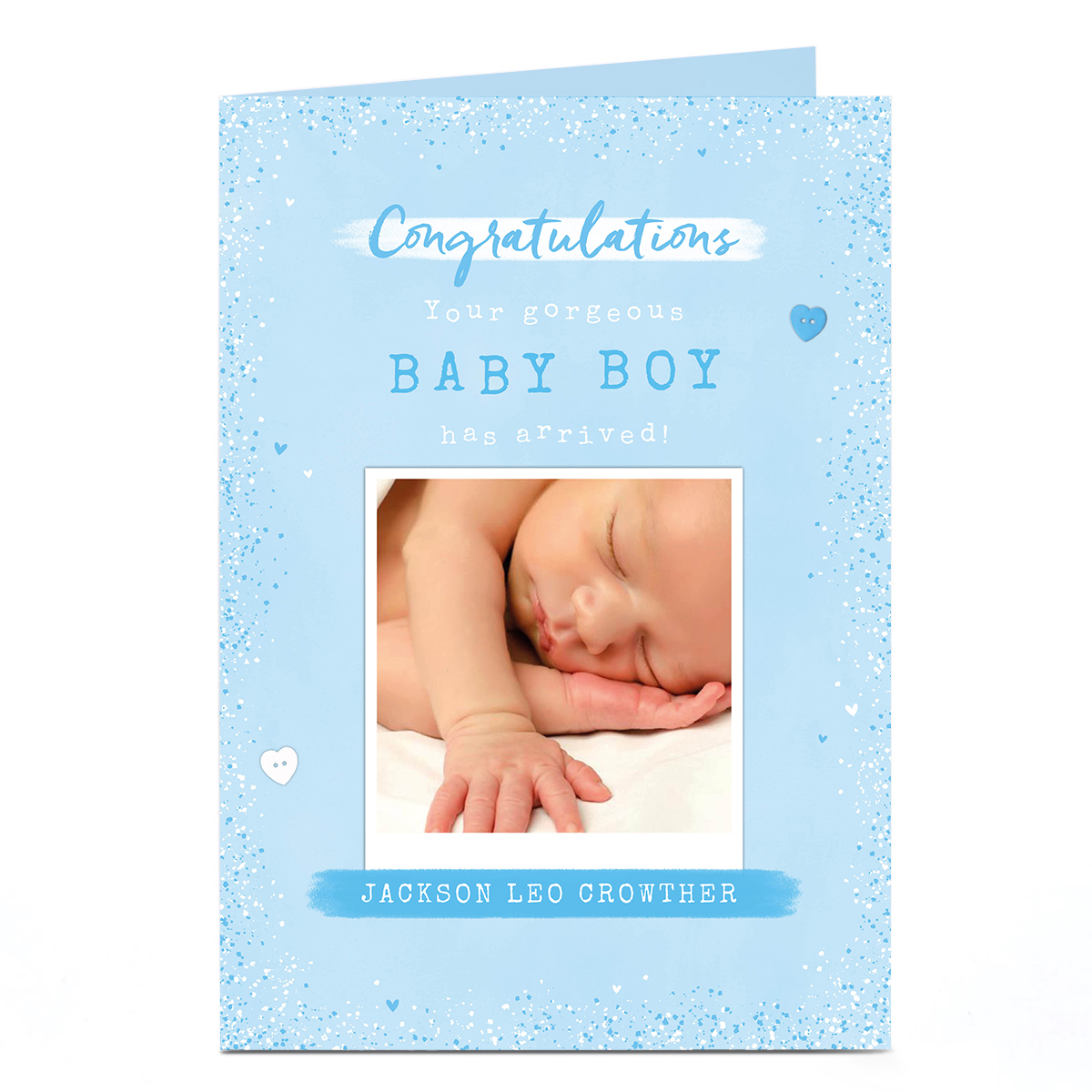 Personalised Photo Card - New Baby Boy Polaroid