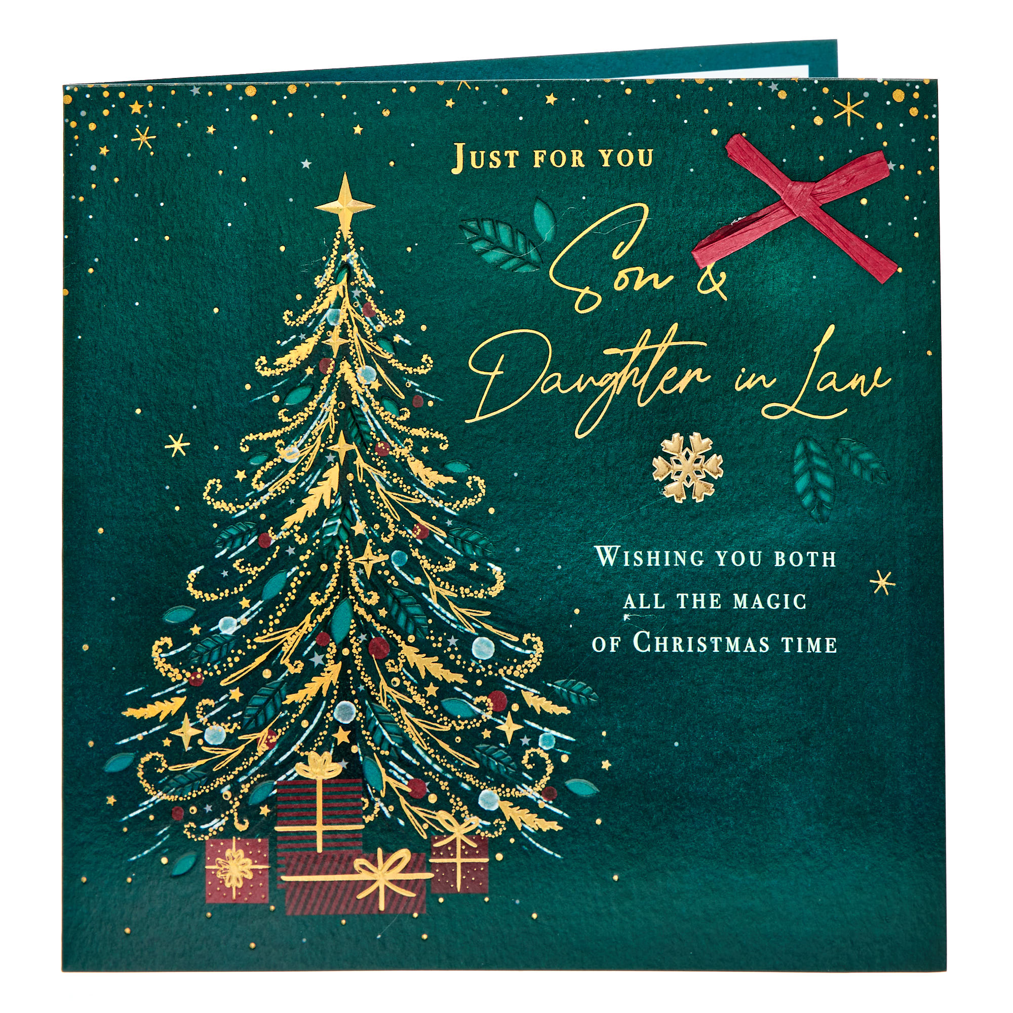 Exquisite Son & Daughter In Law Green & Gold Christmas Card