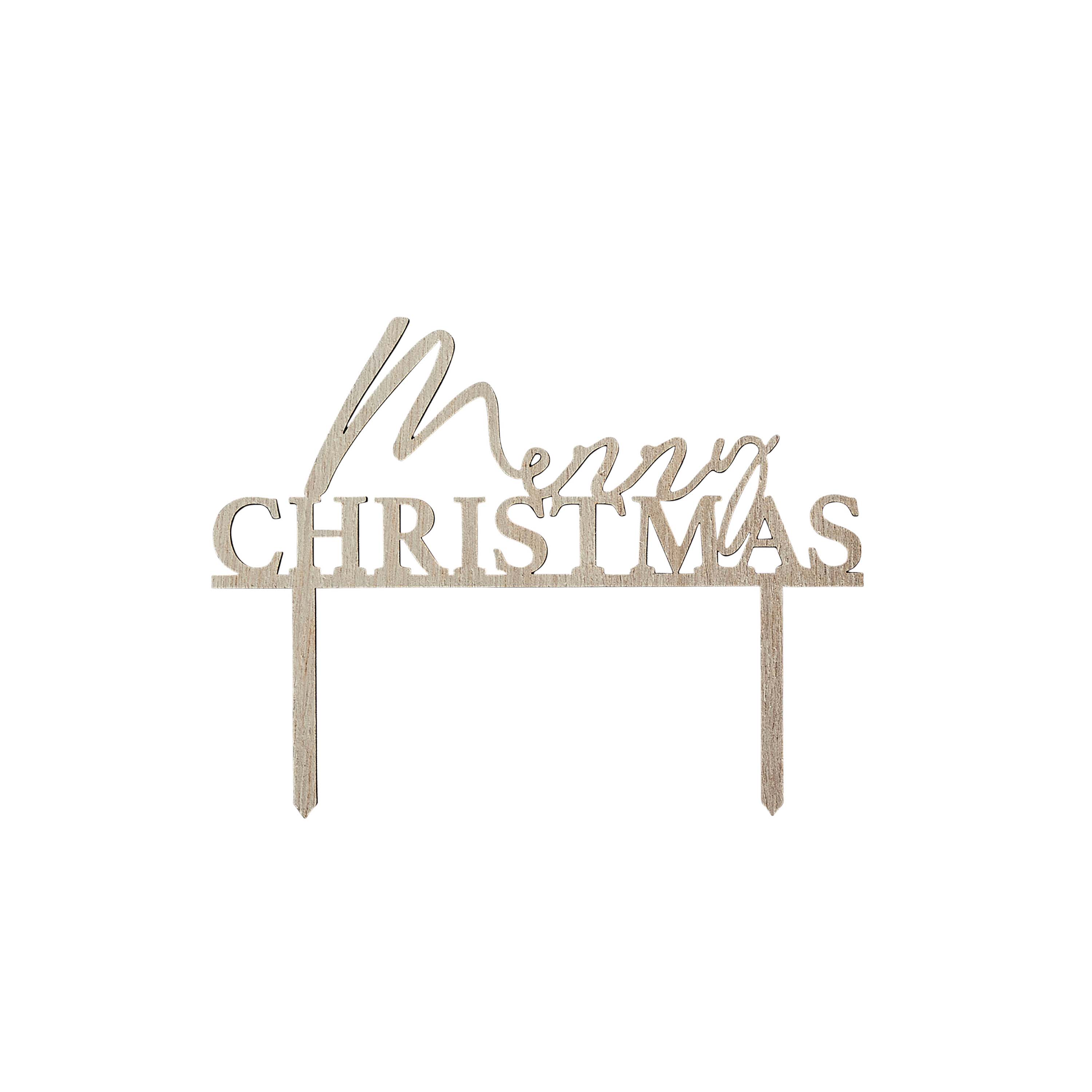 Image of Merry Christmas Wooden Cake Topper | Christmas Gifts