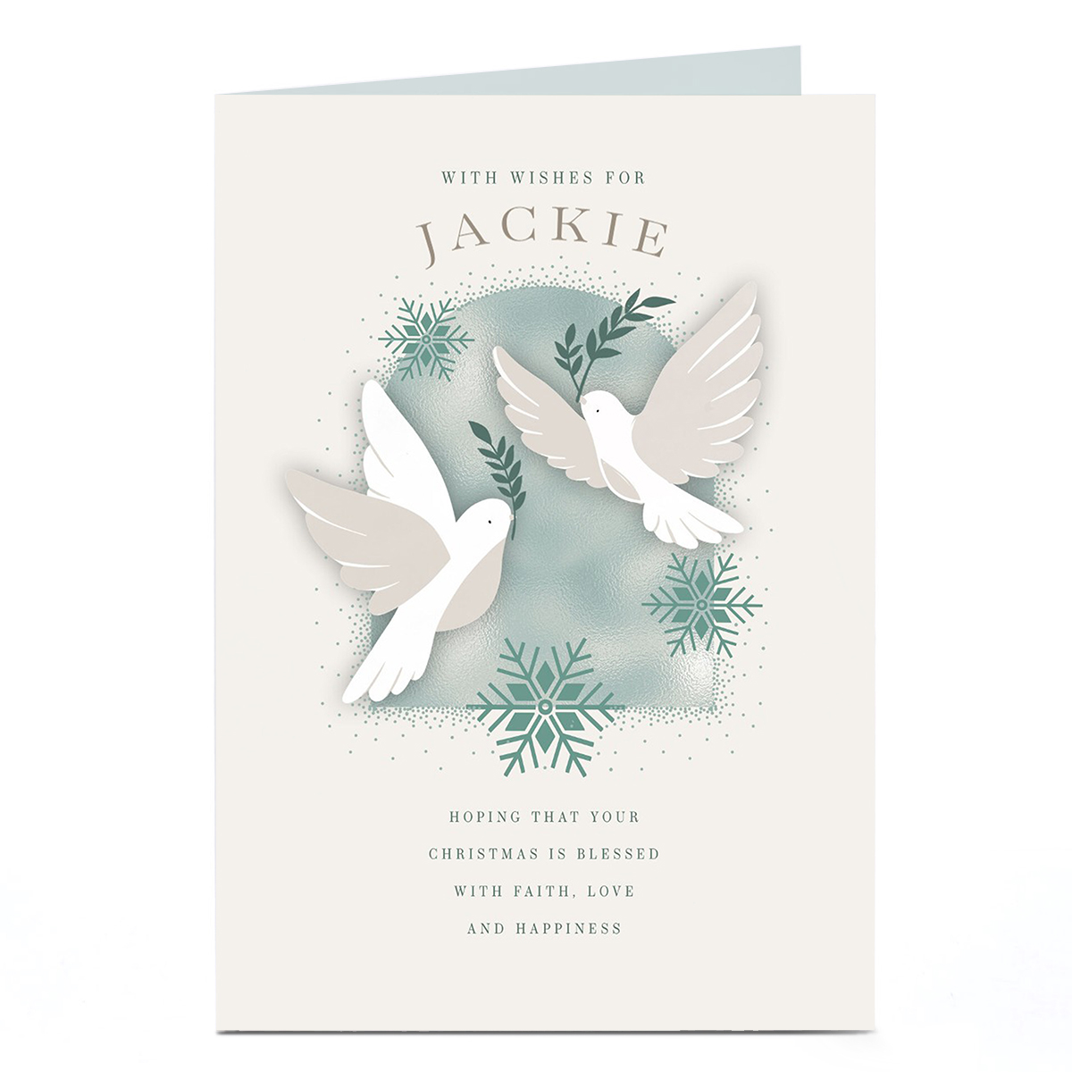 Personalised Christmas Card -  Blessed with Faith Love and Happiness