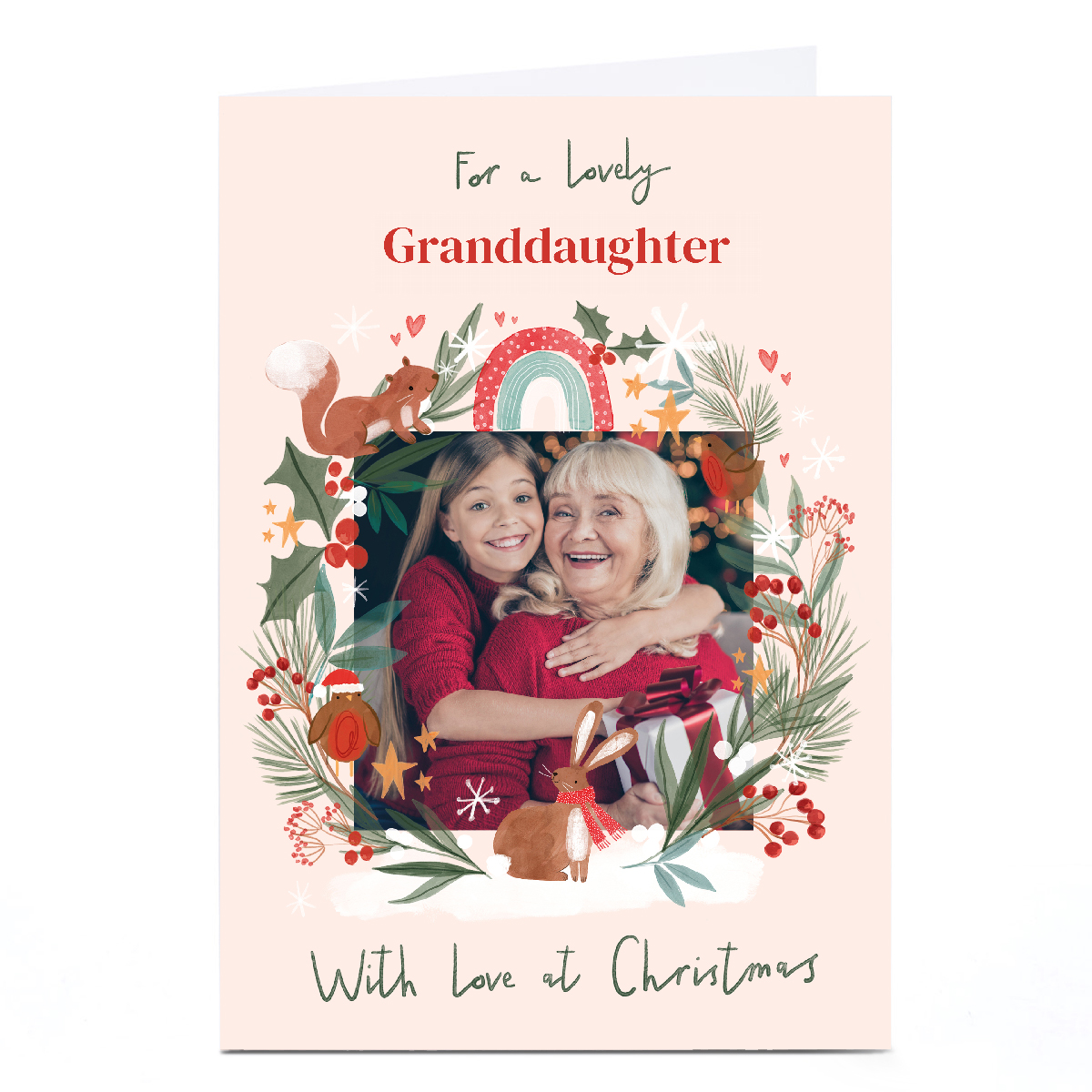 Photo Christmas Card - With Love at Christmas Festive Frame, Granddaughter