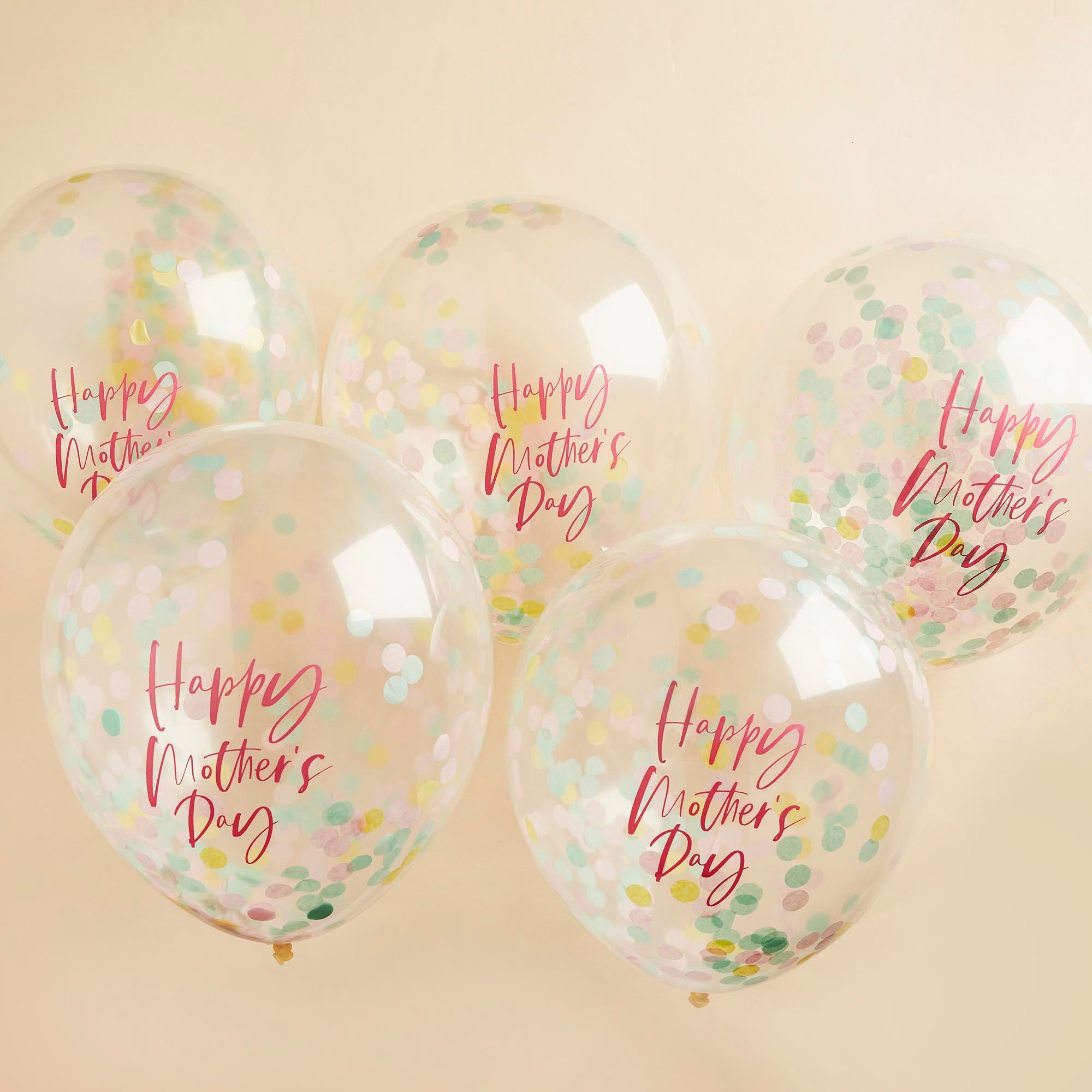 Happy Mother's Day Confetti-Filled Latex 12-Inch Balloons - Pack of 5