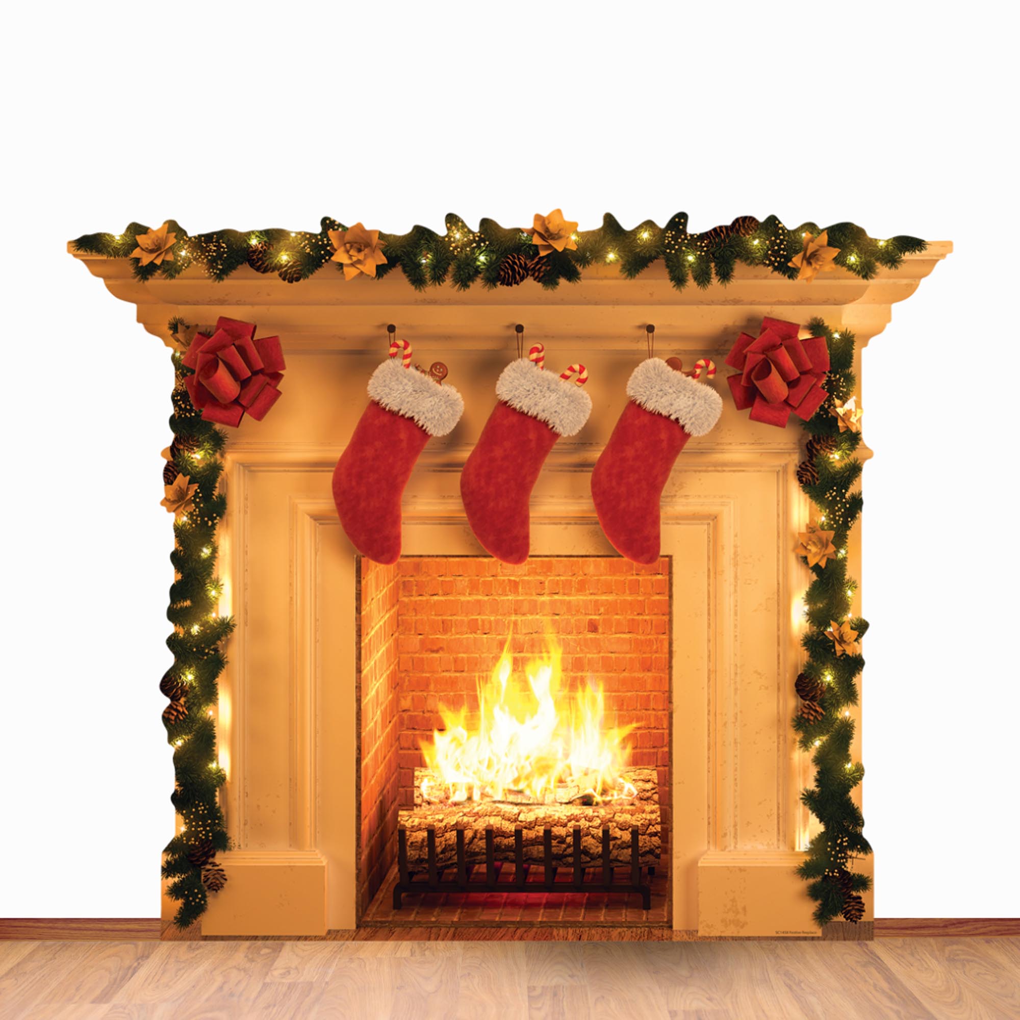 Festive Christmas Fireplace Cardboard Cutout 