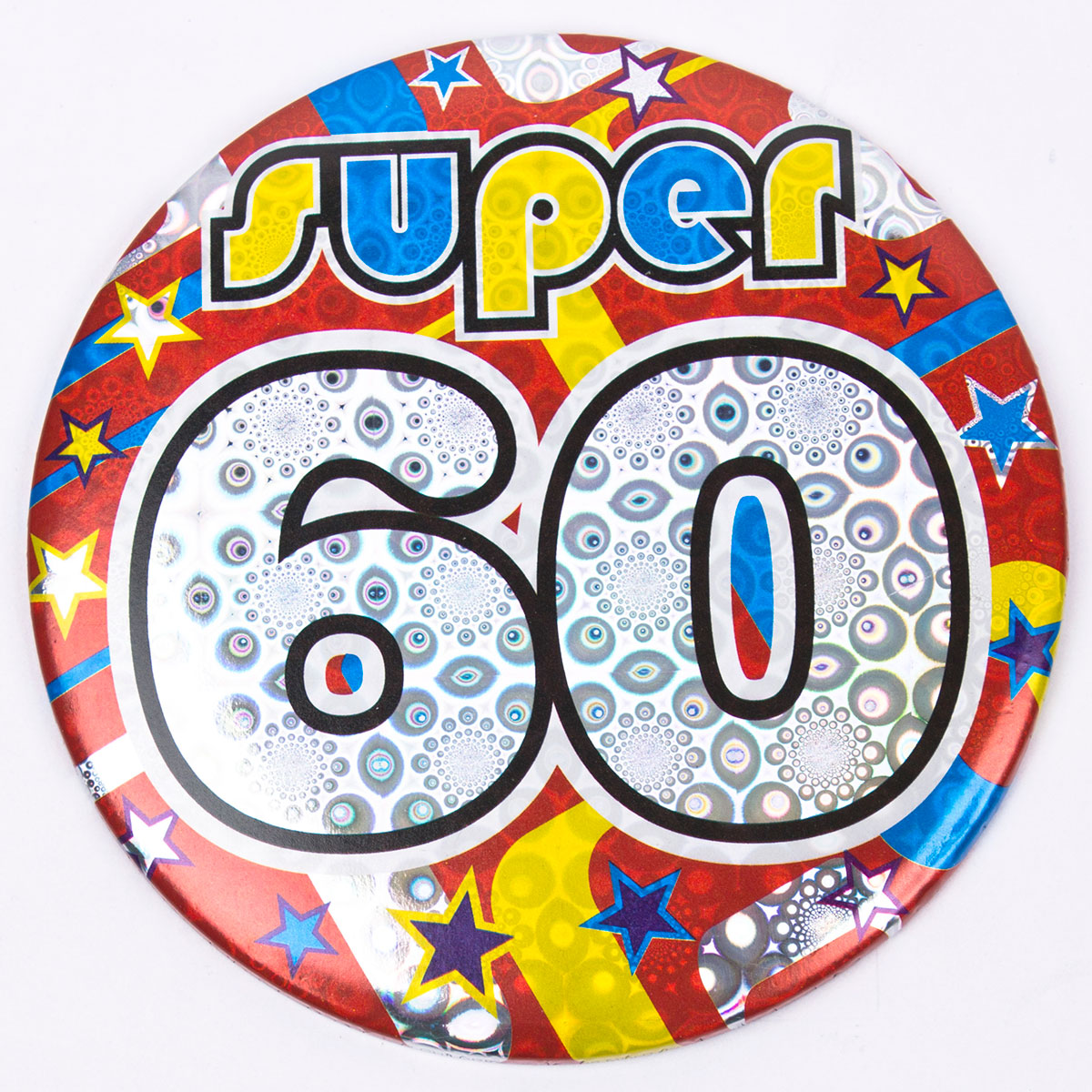 Holographic Age 60 Giant Birthday Badge