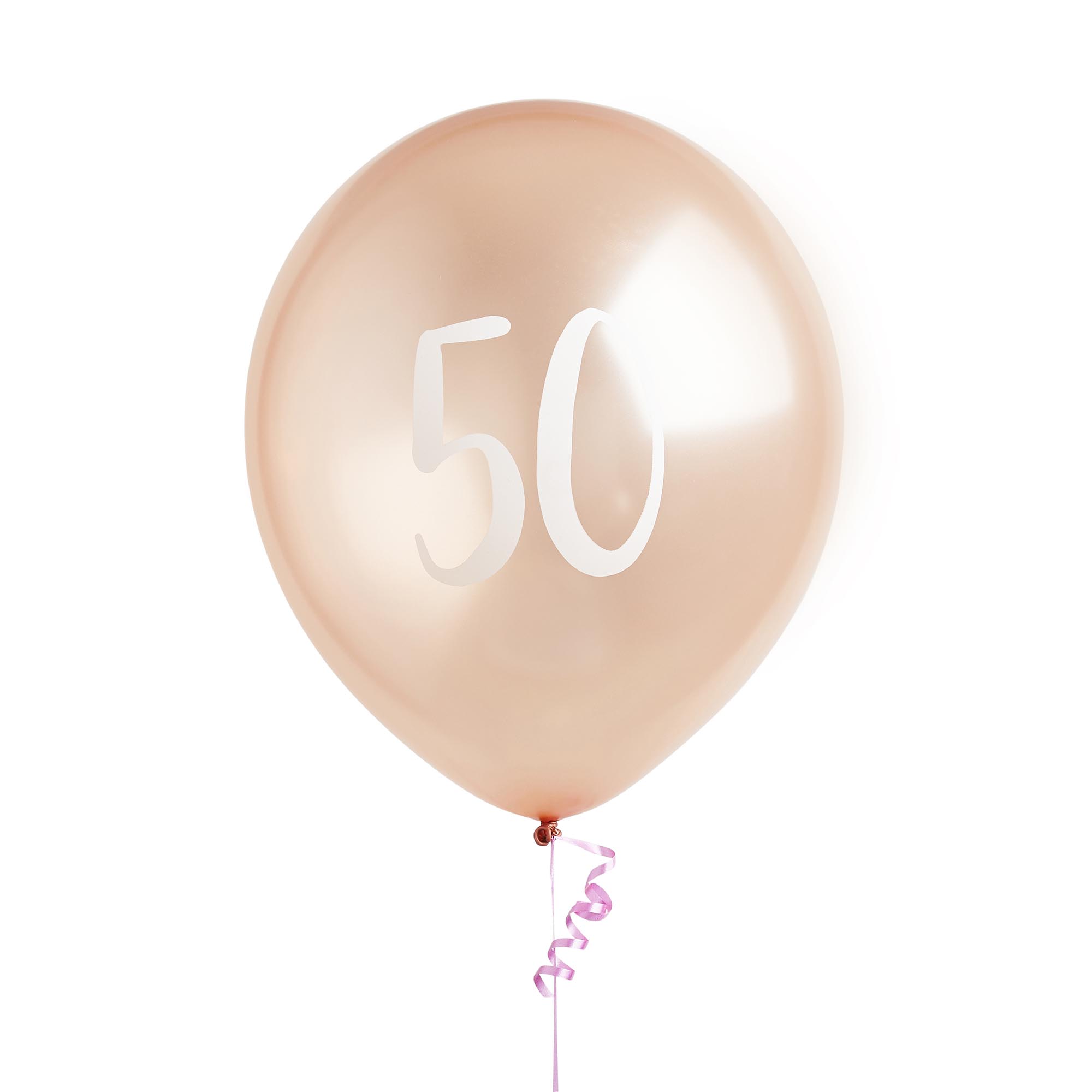 Metallic Rose Gold Number Latex Balloons - Pack of 5 (Milestone Ages)