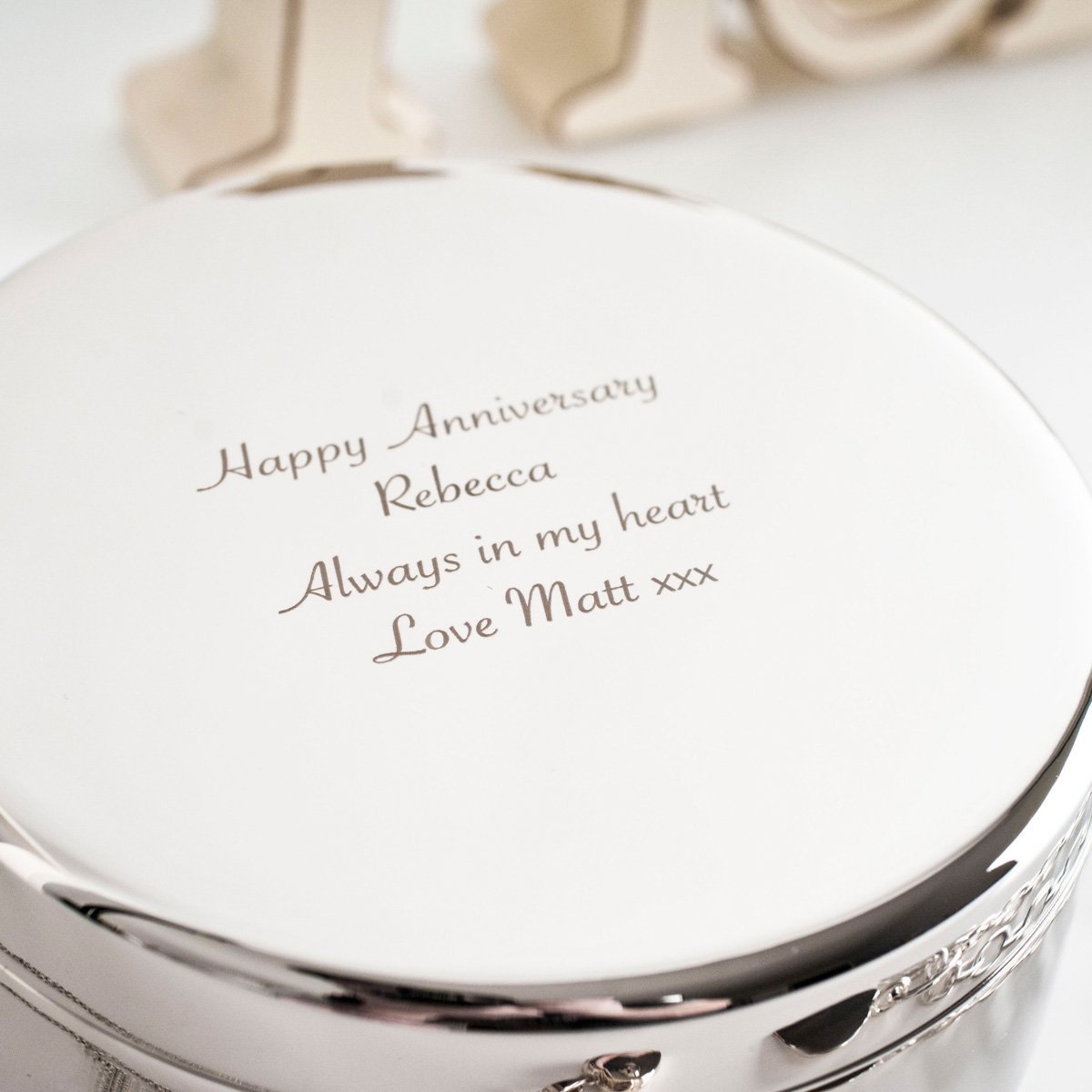 Personalised Engraved Circular Trinket Box