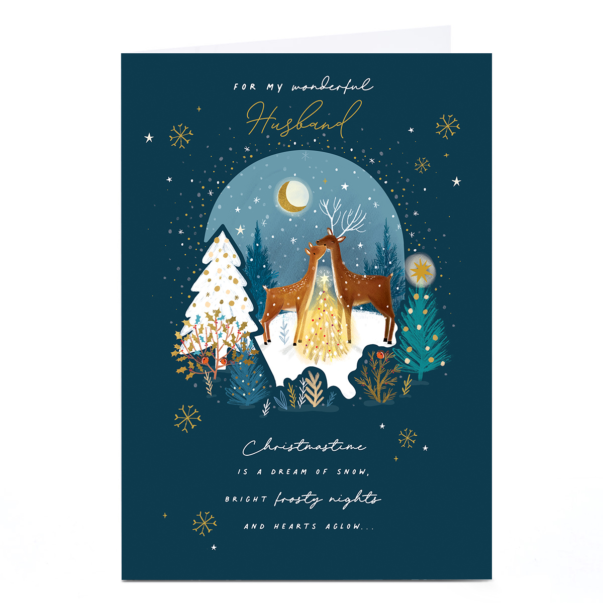 Christmas Card - Deer in Woods, Wonderful Husband