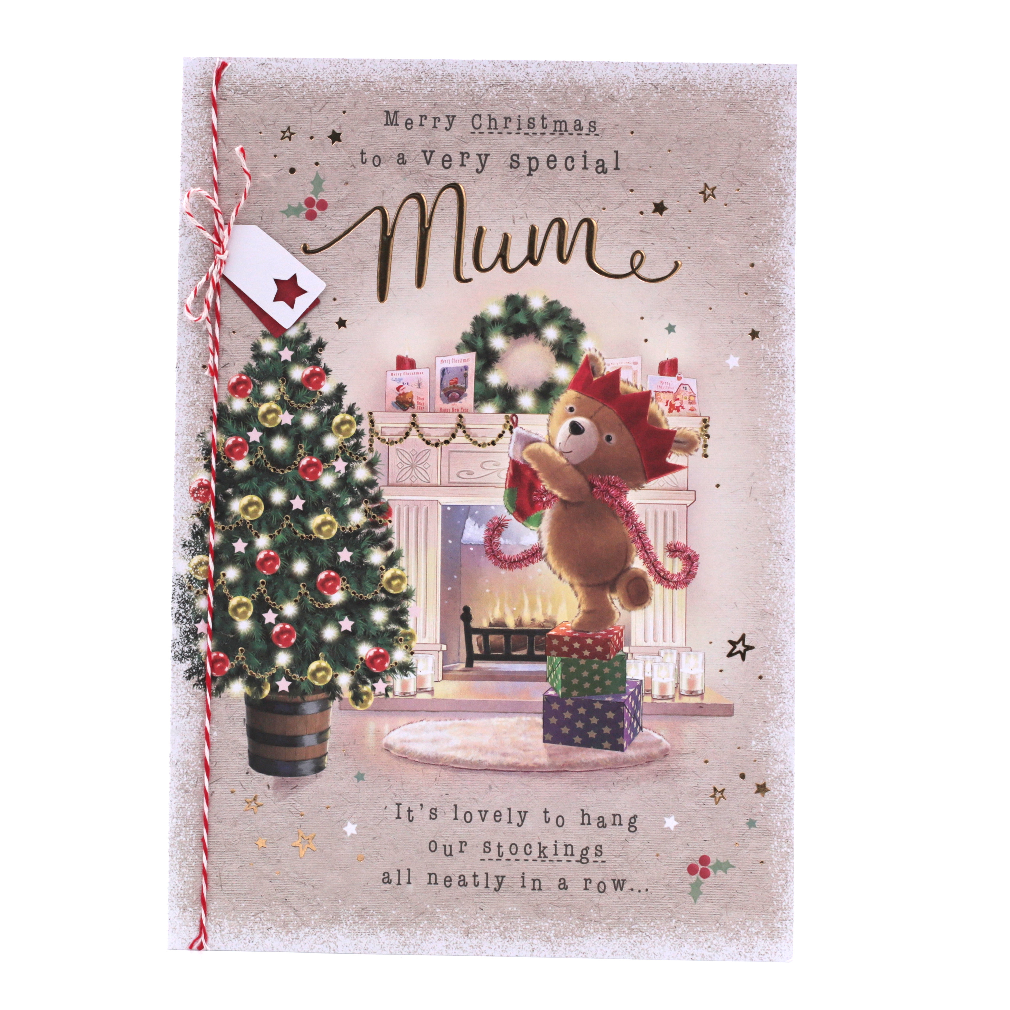 Christmas Card - Mum, Cute Bear With Presents