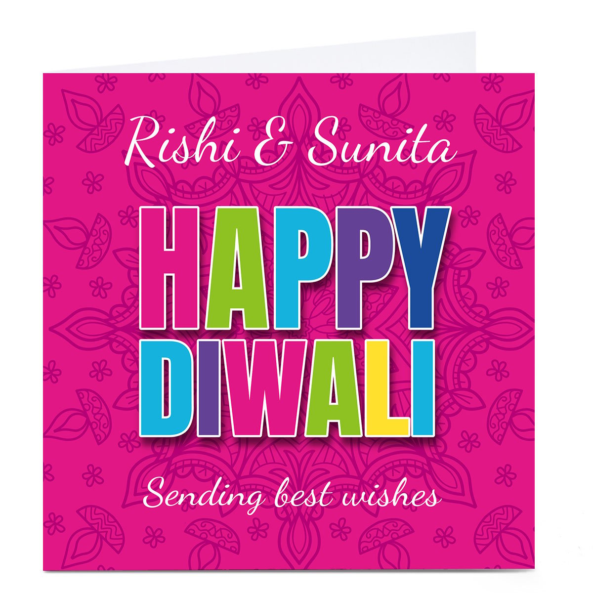 Personalised Roshah Designs Diwali Card - Colourful Text