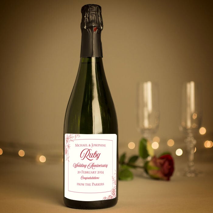 Personalised 40th Wedding Anniversary Cava -  Ruby