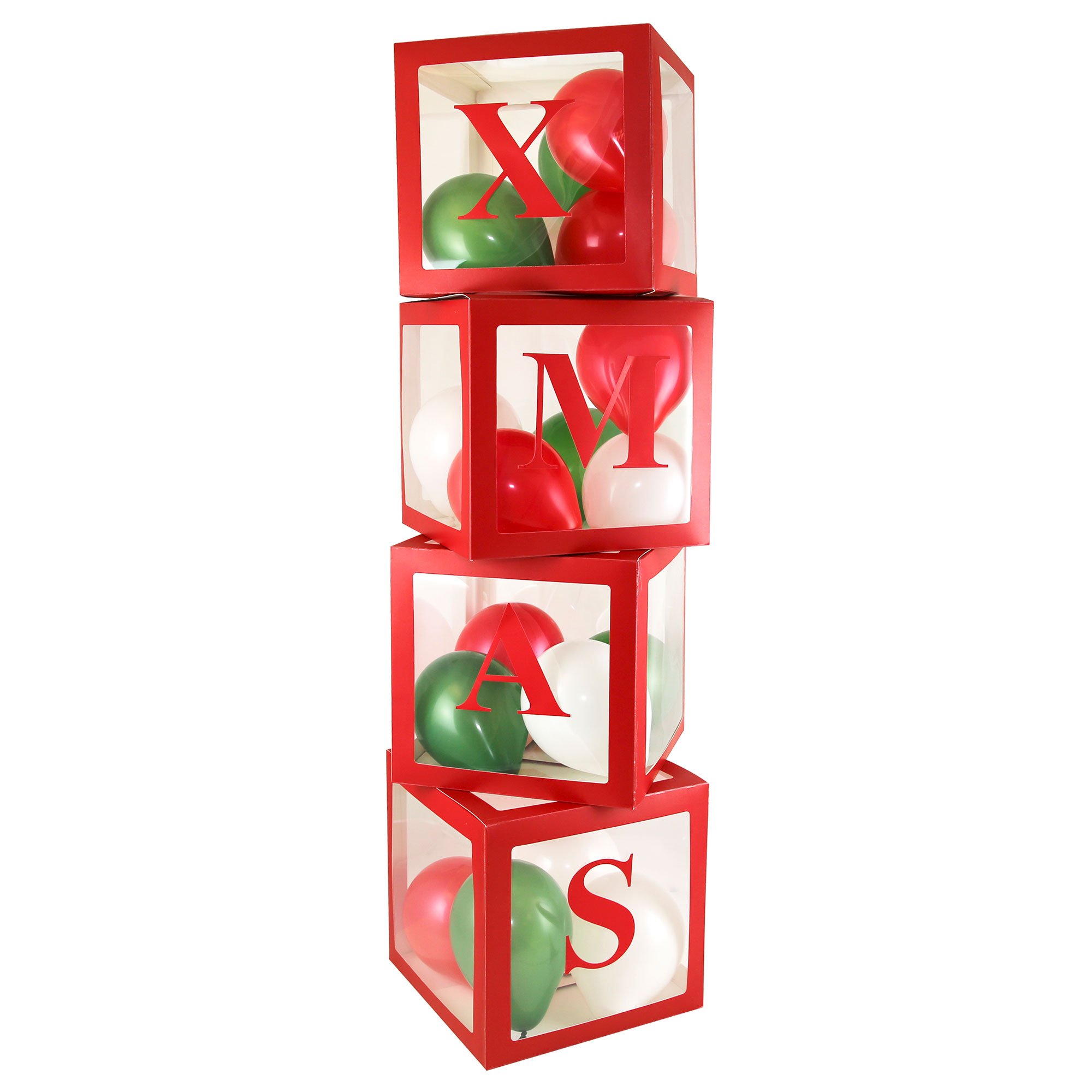 4 Red XMAS Balloon Boxes & 16 Latex Balloons