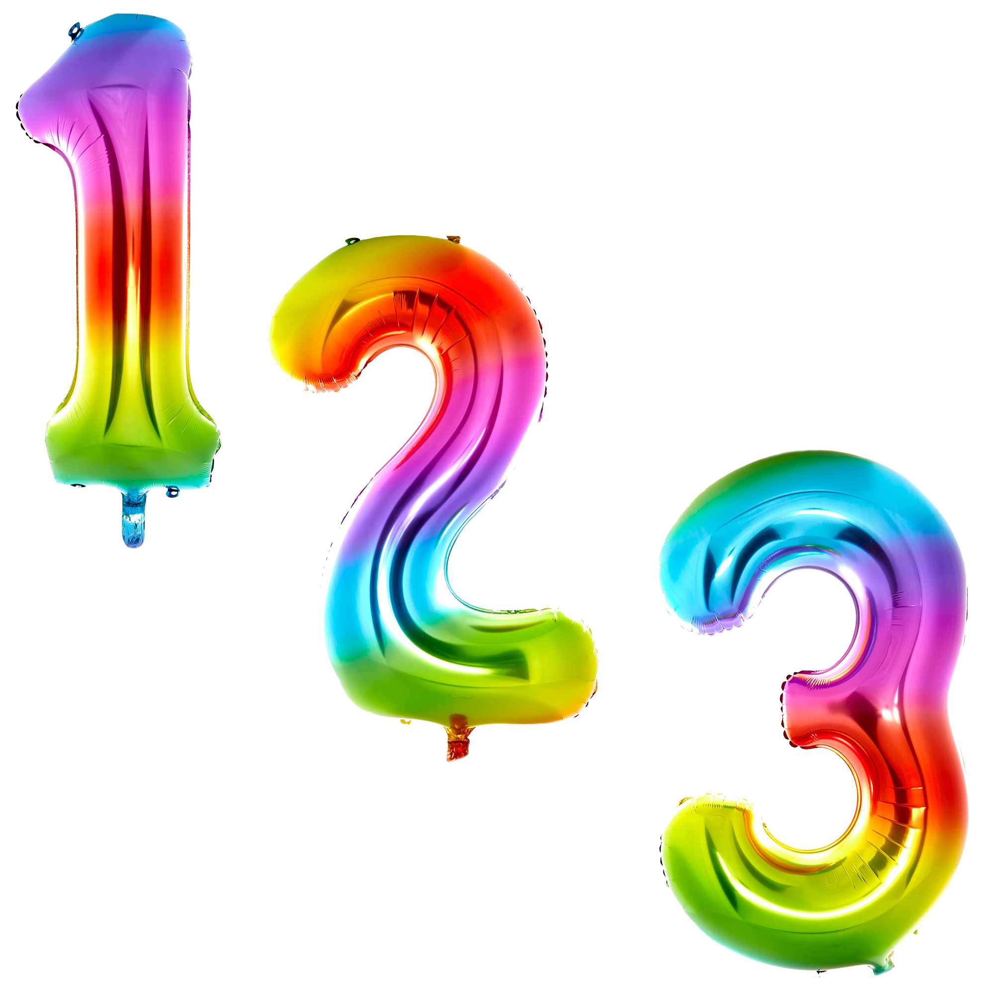 Rainbow Giant Number Helium Balloons 0-9 - DEFLATED